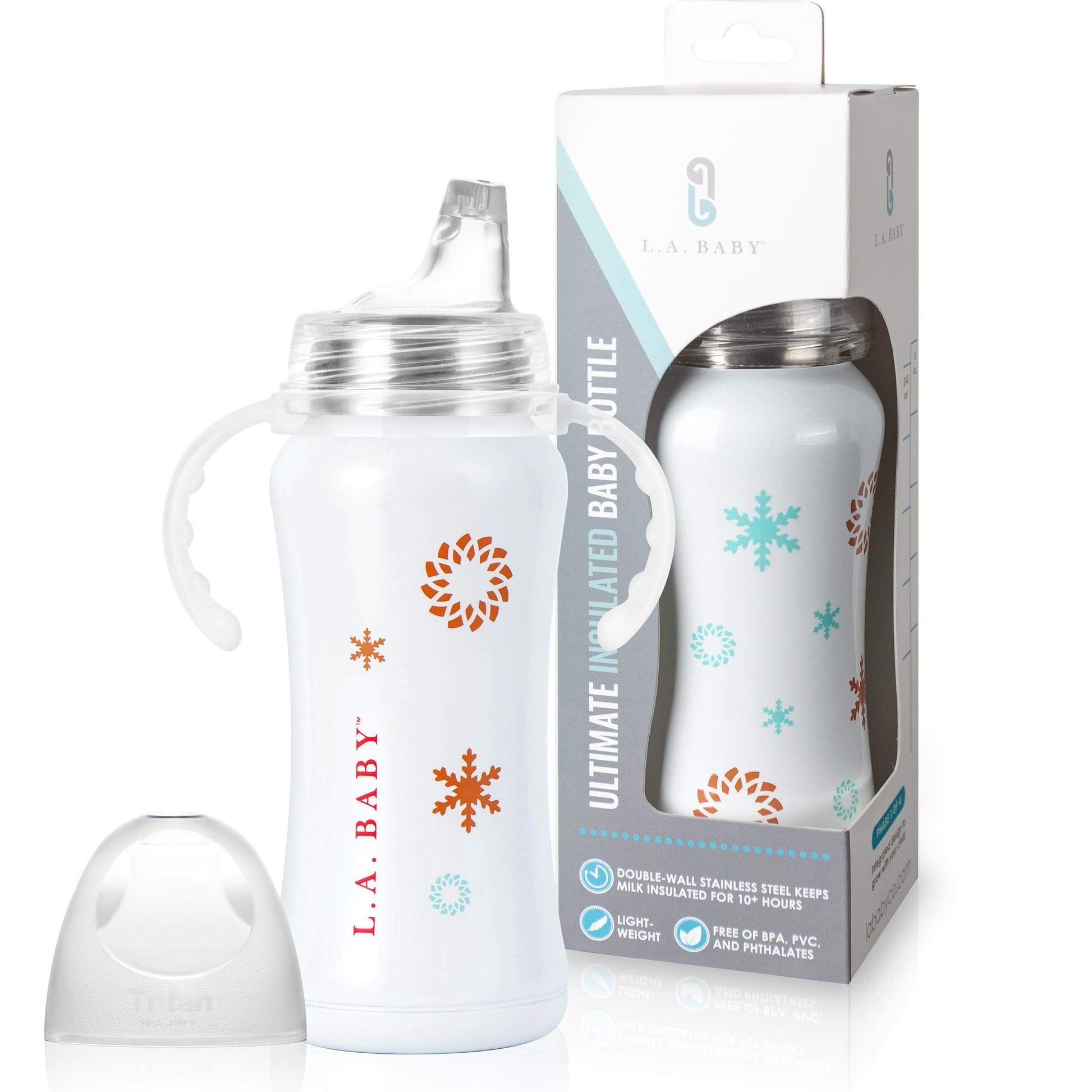 LA Baby Ultimate - Taza con aislamiento para cachorro/botella (29 oz), blanco, (Snowflake White)