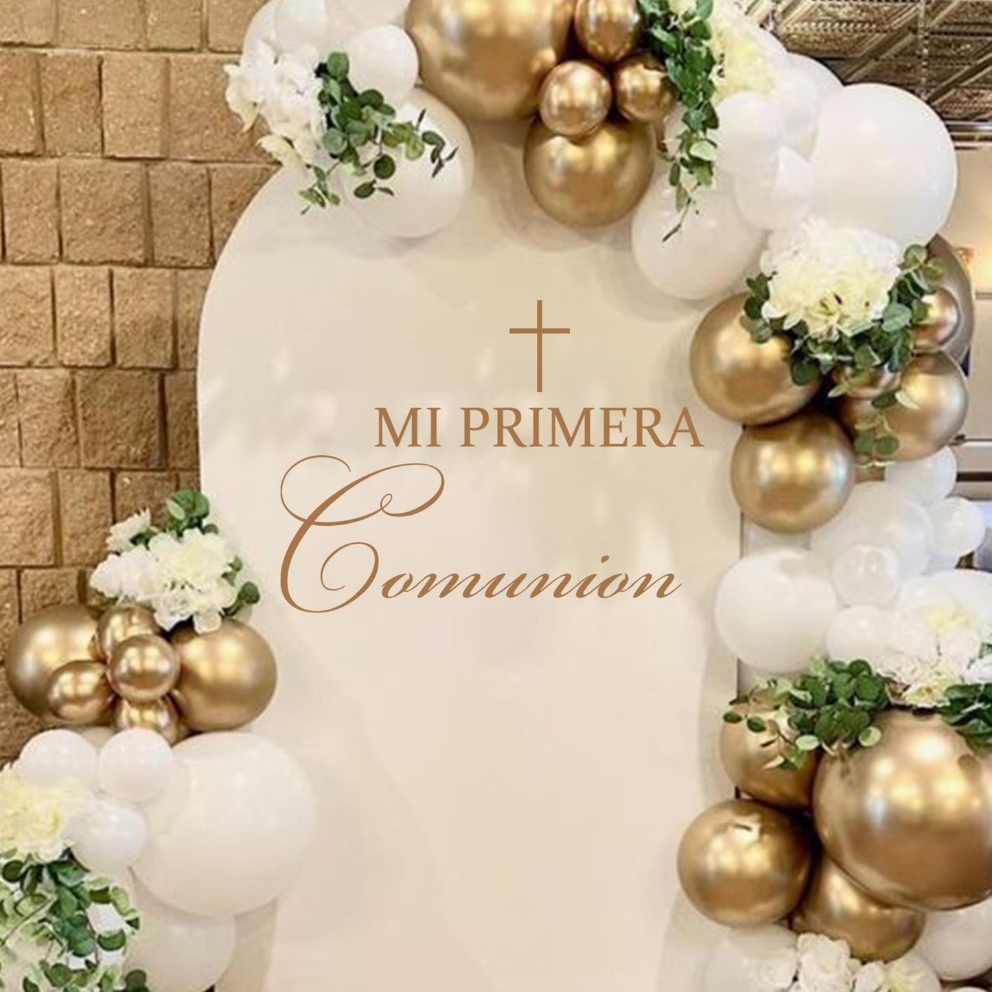 Calcomanía con Leyenda Dios Bendiga - Decoraciones Doradas para Fiesta de Bautismo Primera Comunión, Calcomanía de Arco de Globos Dios Bendiga Bautismo para Niños y Niñas