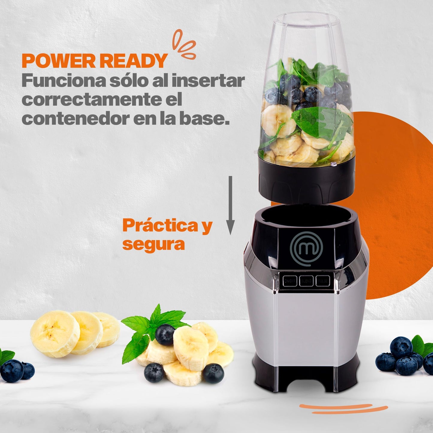 Procesador de Alimentos y Licuadora Nutri-Blender MasterChef Acero Inoxidable Alta Calidad Potente Motor 1000W Capacidad 700 ml Mezclas Eficientes