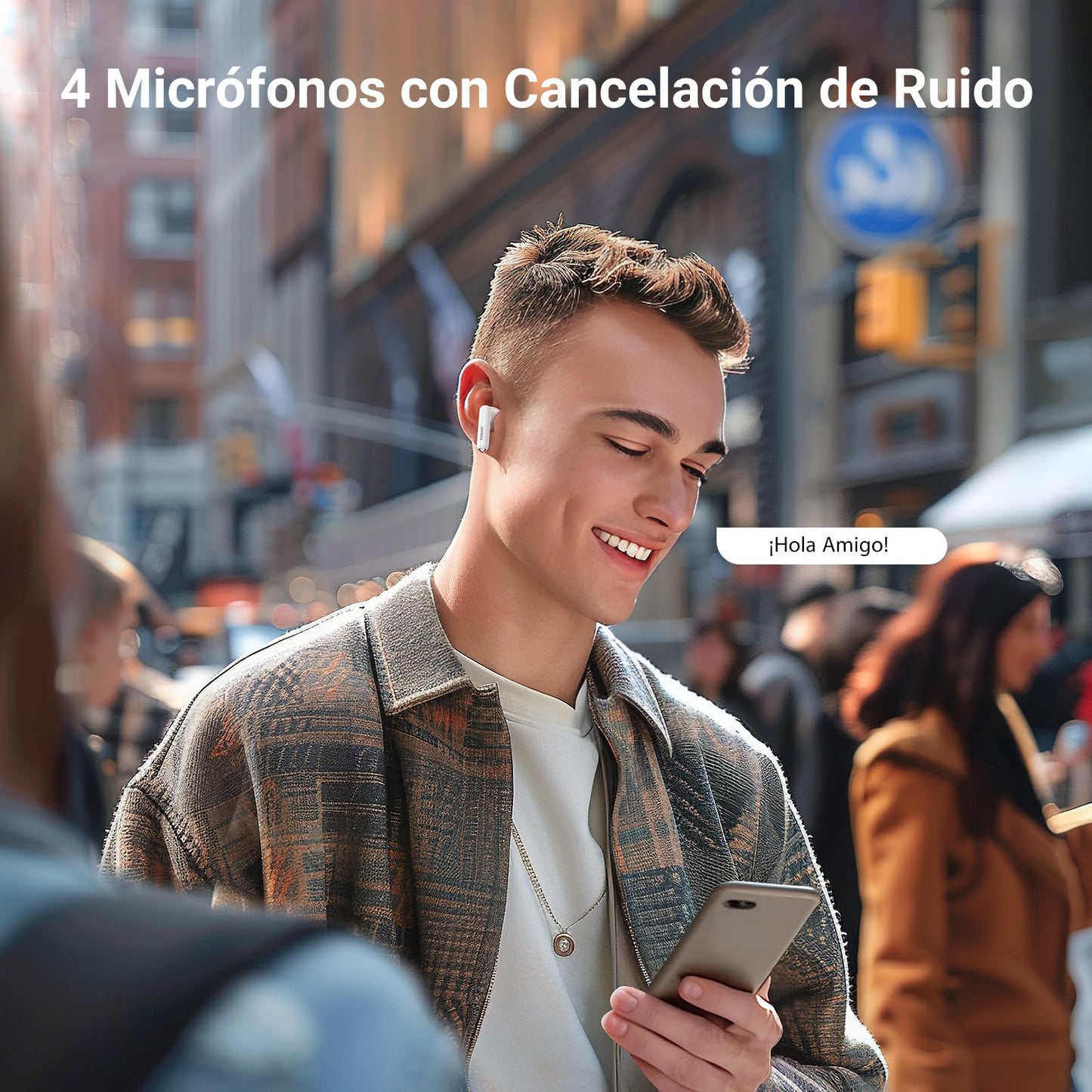 Audífonos Inalámbricos UGREEN Blanco con Cancelación de Ruido y Carga Rápida