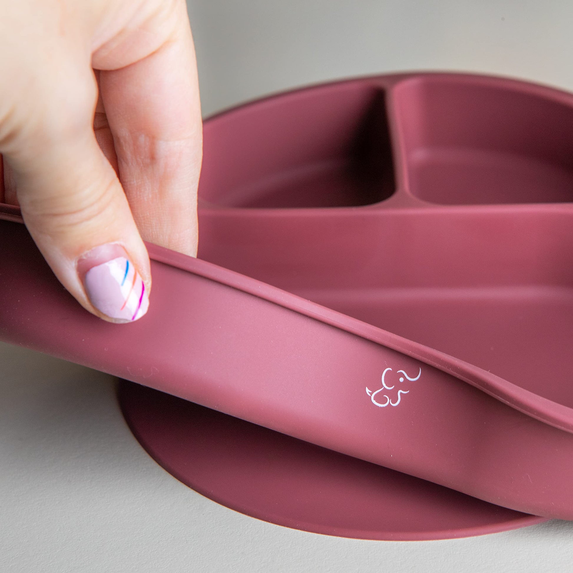 Plato de Silicón PAPU BABY Magenta con Divisiones y Succión para Bebés