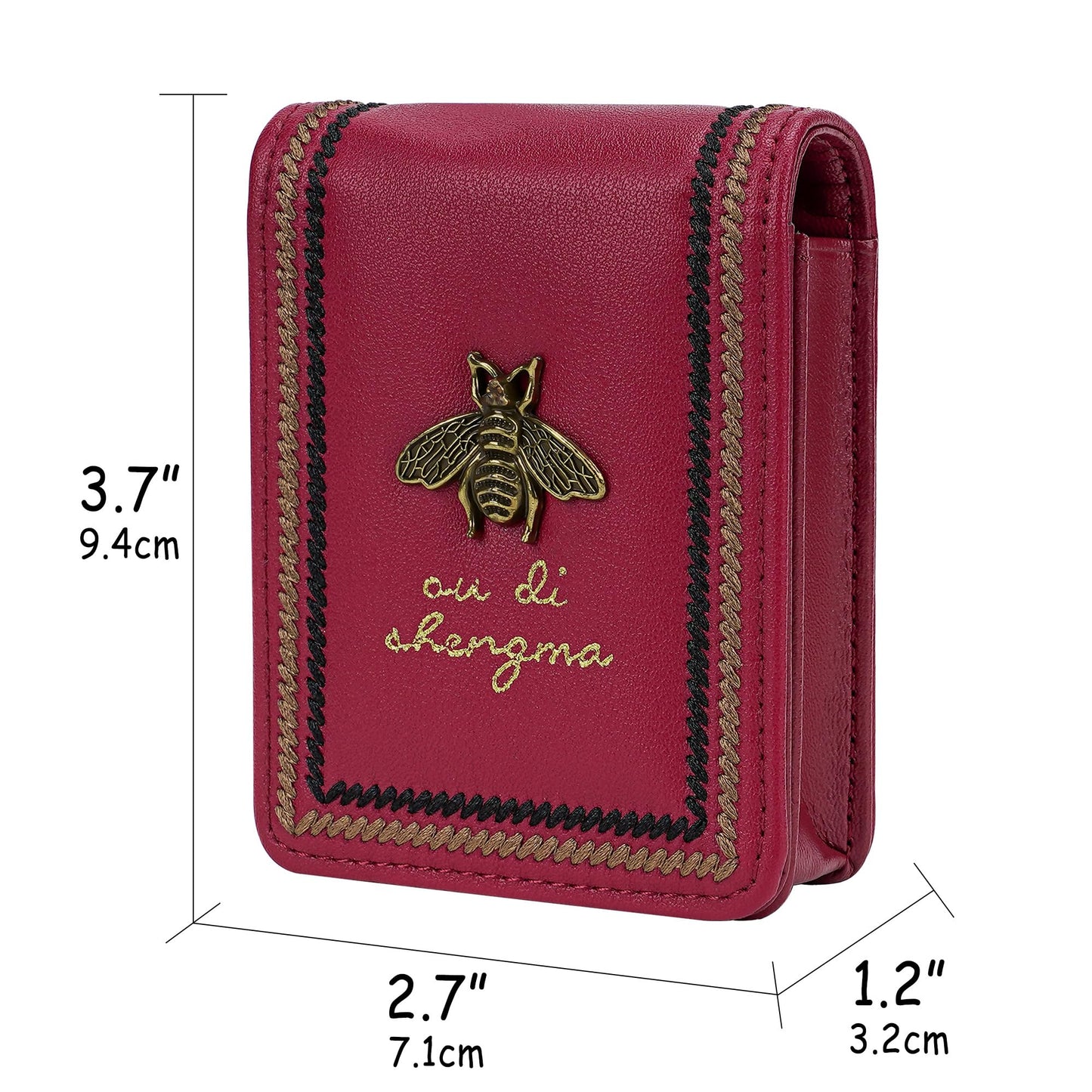 Biiange - Estuche para lápiz labial con espejo, portátil y fácil de usar, para viaje y regalo, rojo sólido