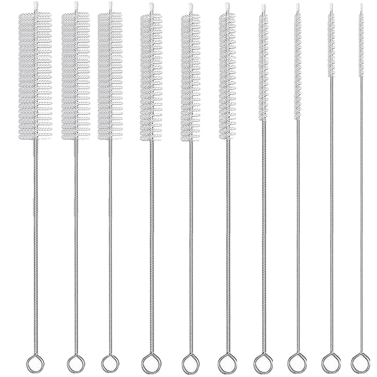 Cepillo limpiador de pajitas, juego de cepillos de pajitas de 10 piezas, cepillo limpiador de pajitas para vaso, taza de aprendizaje, botella de agua y comederos de colibrí. (Blanco)
