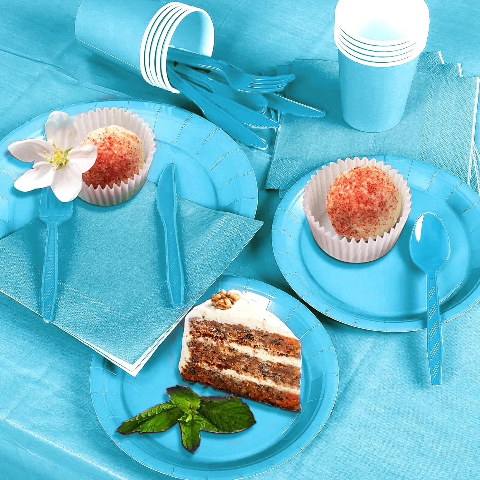 Juego de Vajilla de Fiesta Azul Adecuado para Bodas y Cumpleaños