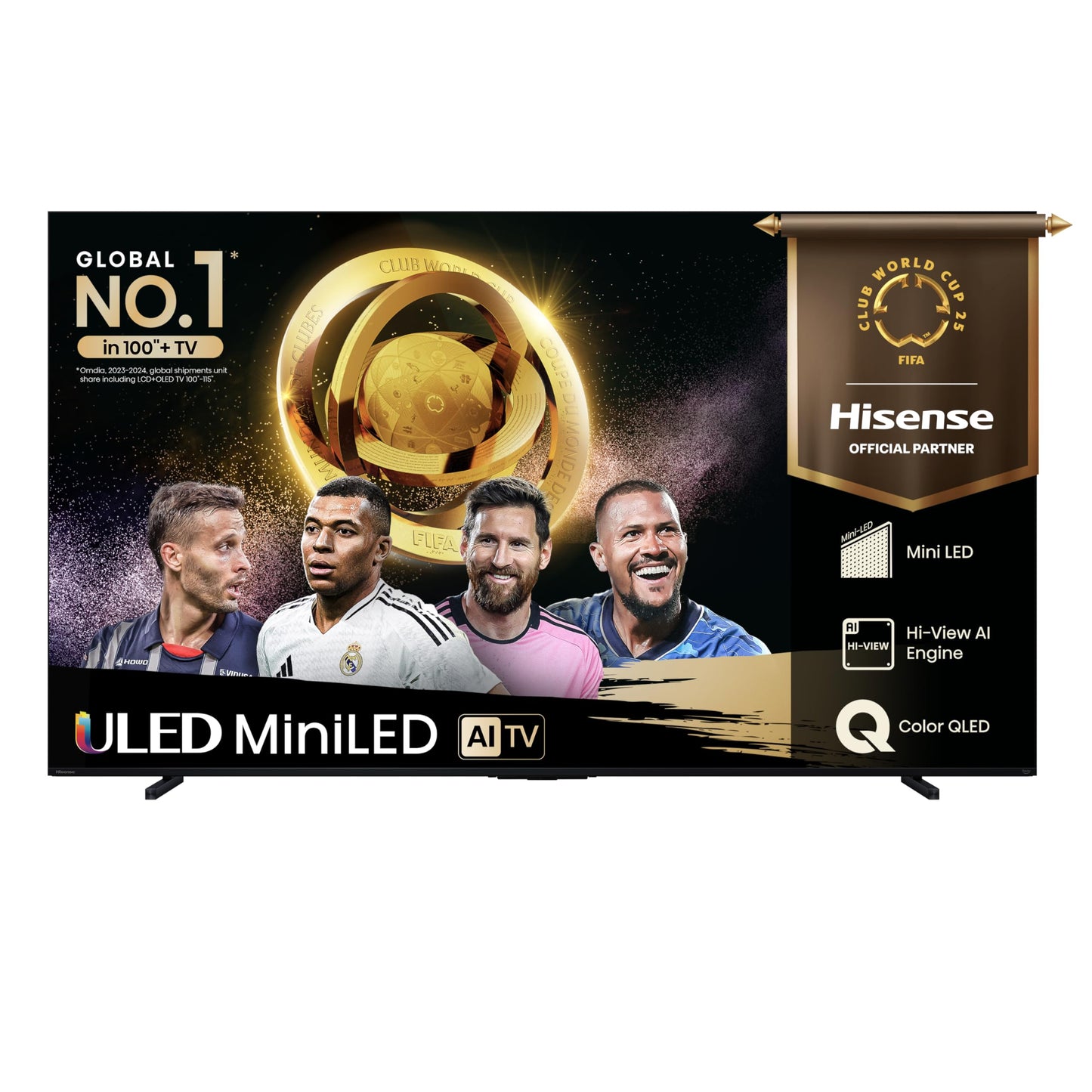 Hisense Television QD7QFM (Modelo 2025) Pantalla 100 Pulgadas,Mini-LED Smart Fire TV UHD 4K,Control Remoto por Voz con Alexa,Hi-View AI Engine,Modo de Juego Pro de 144 Hz,Dolby Vision·Atmos