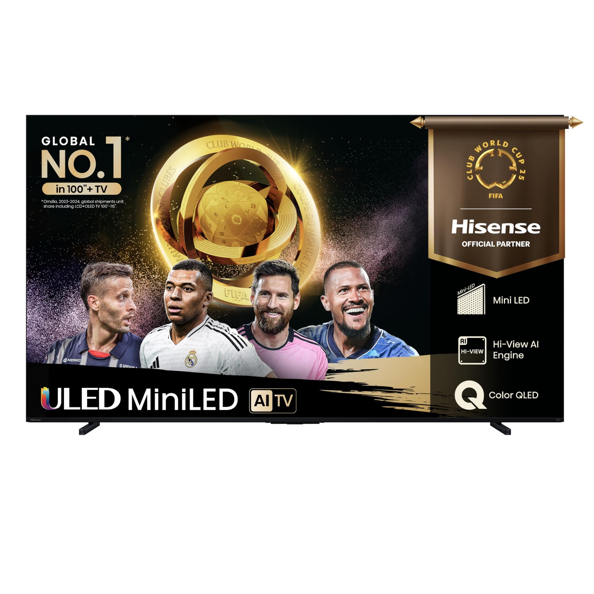 Hisense Television QD7QFM (Modelo 2025) Pantalla 100 Pulgadas,Mini-LED Smart Fire TV UHD 4K,Control Remoto por Voz con Alexa,Hi-View AI Engine,Modo de Juego Pro de 144 Hz,Dolby Vision·Atmos