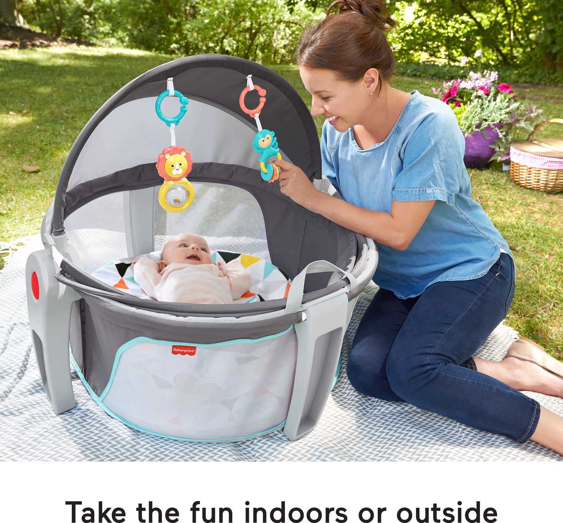 Fisher-Price On-The-Go - Cúpula para bebé, Molino de viento (Embalaje estándar), Grey/Blue/Yellow/White, n.a.