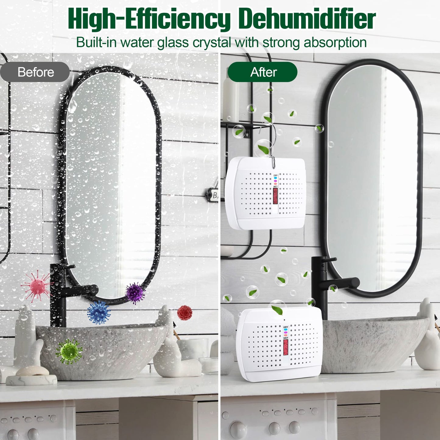 Deshumidificador Dreyoo Blanco Recargable de Alta Eficiencia para Recámaras y Baños