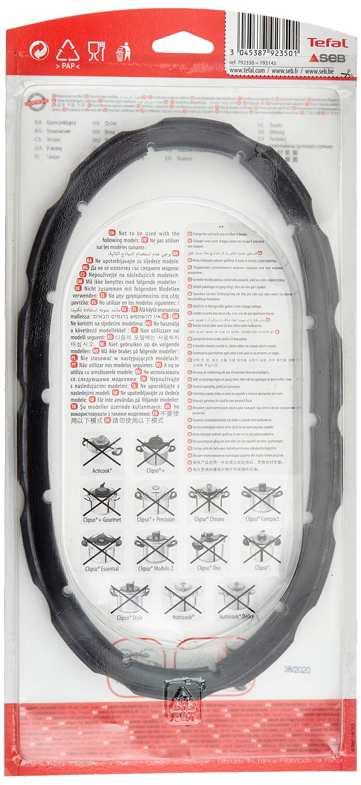 Empaque para Olla de Presión T-fal Acero Inoxidable LT414246 4L/8L