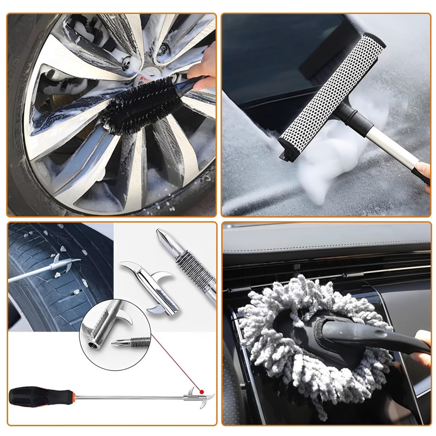 Juego de Cepillos RONLADO Negro para Limpieza de Coches y Detallado para Hombre