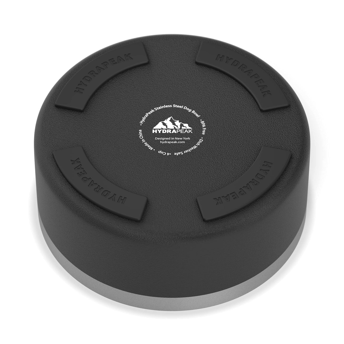 Hydrapeak Cuenco para perro, cuencos antideslizantes de acero inoxidable para agua o comida (4 tazas, negro)