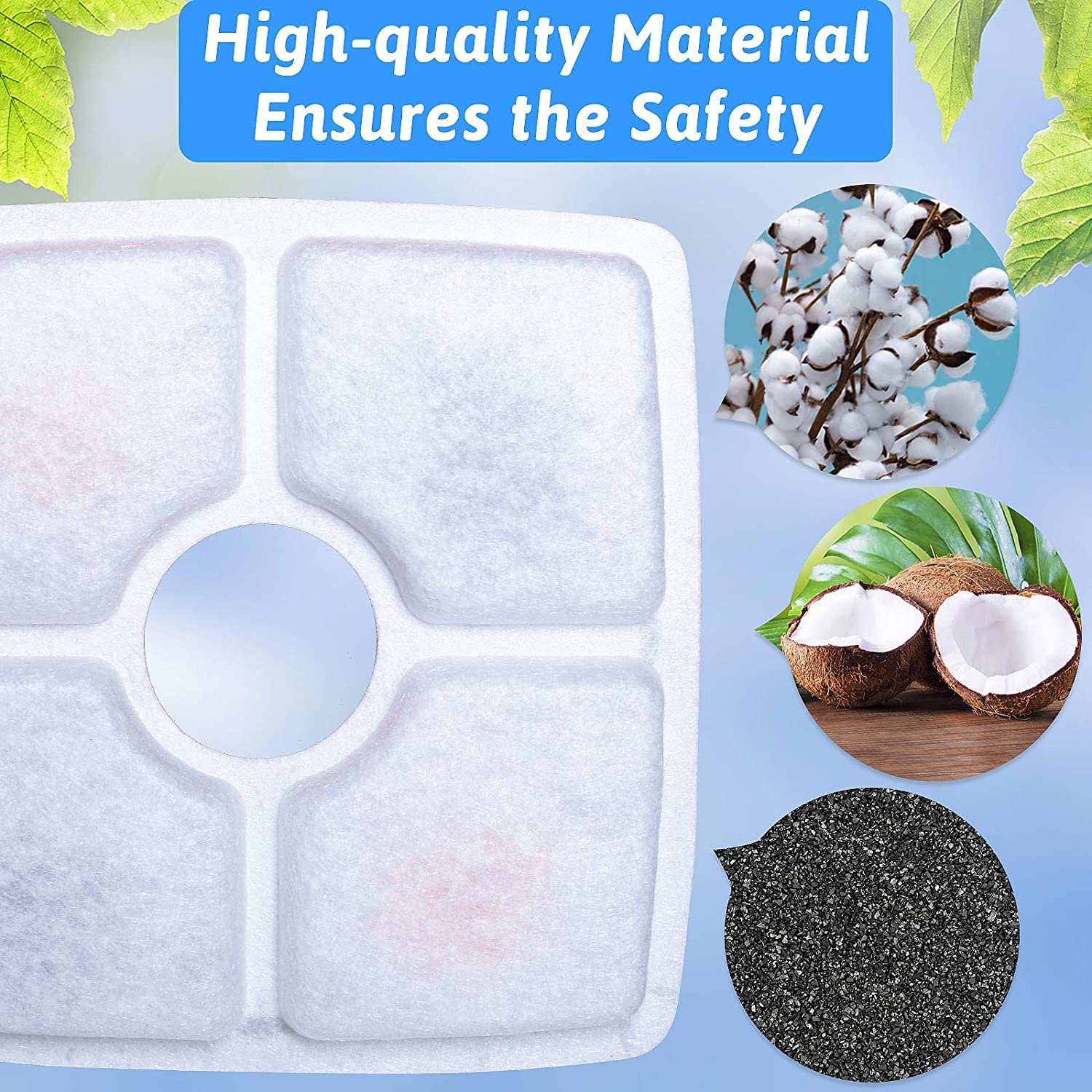 Filtros de Fuente para Gatos, 12 Piezas Filtro de Repuesto de Carbono para Fuente de Flores para Gatos y Perros