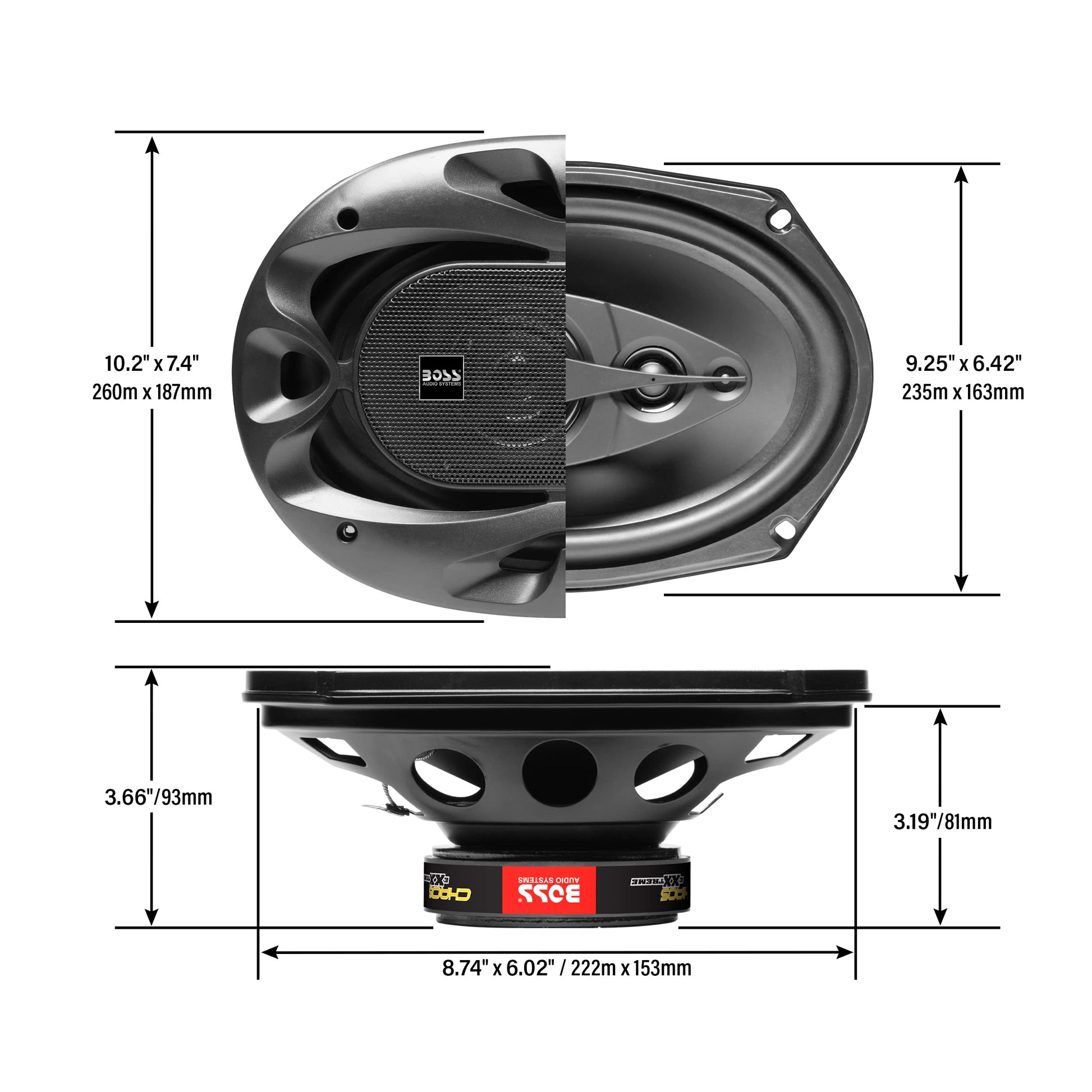 BOSS Audio Systems CH6940B Chaos Exxtreme Series 6 x 9 Pulgadas Altavoces para Puerta de Coche – 500 vatios máximo (por par), coaxial, 4 vías, Rango Completo, 4 ohmios, se Venden en Pares, Bocinas