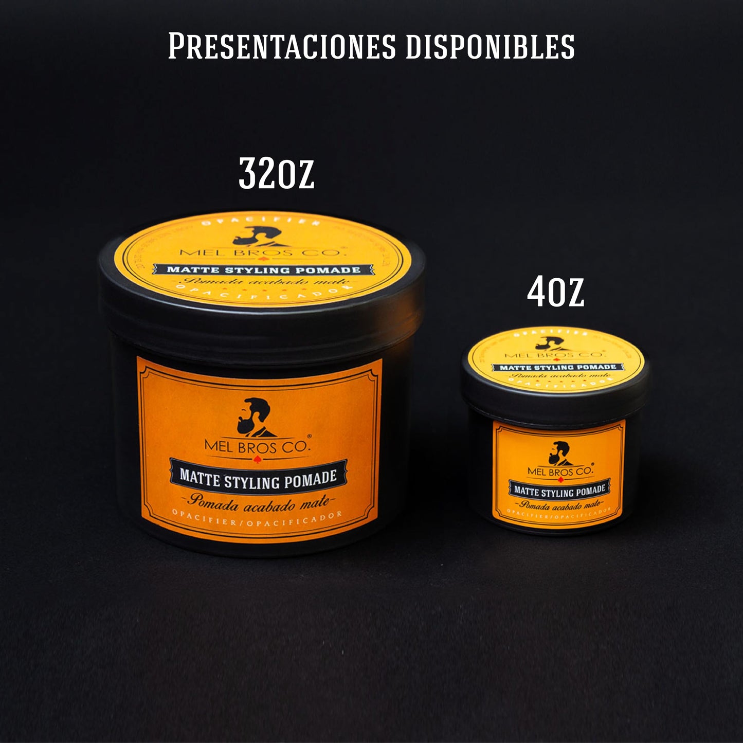 Mel Bros Co. - Matte Styling Pomade - Pomada Acabado Mate Extra Fijación, Apariencia sin Brillo, Matiza el Cabello, Moldea Tu Estilo. (4 Oz / 118 Ml)