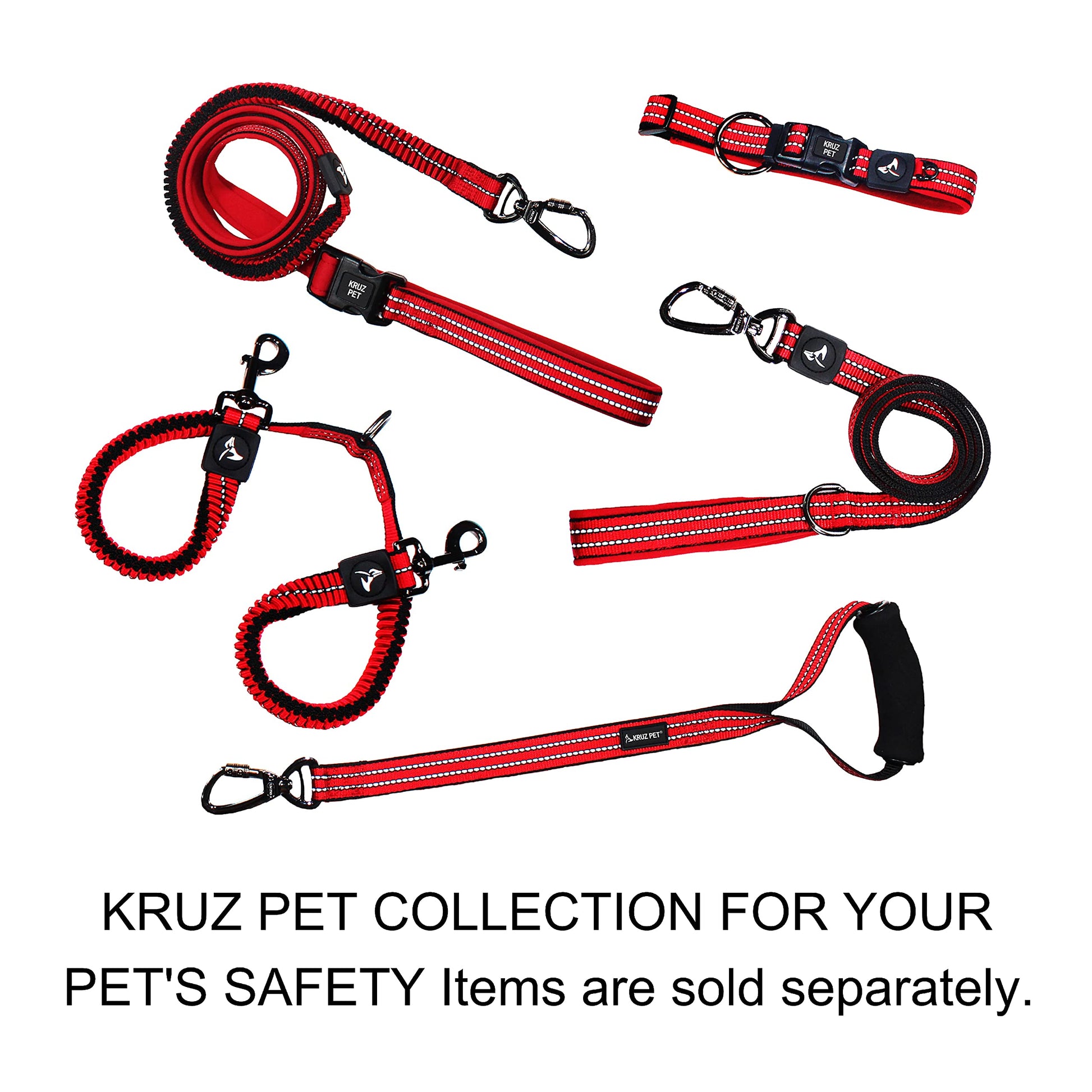KRUZ PET KZV006-05M - Collar Reflectante para Perros pequeños, medianos y Grandes, 100% Nailon, Ajustable, Junta tórica Resistente, Acolchado de Neopreno Suave y cómodo, Color Gris, Talla M