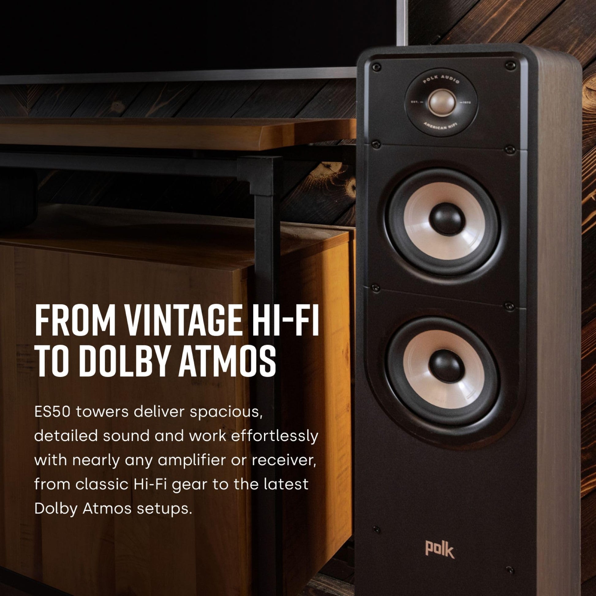 Polk Audio Signature Elite ES50 - Altavoz de Torre pequeña, Color Negro