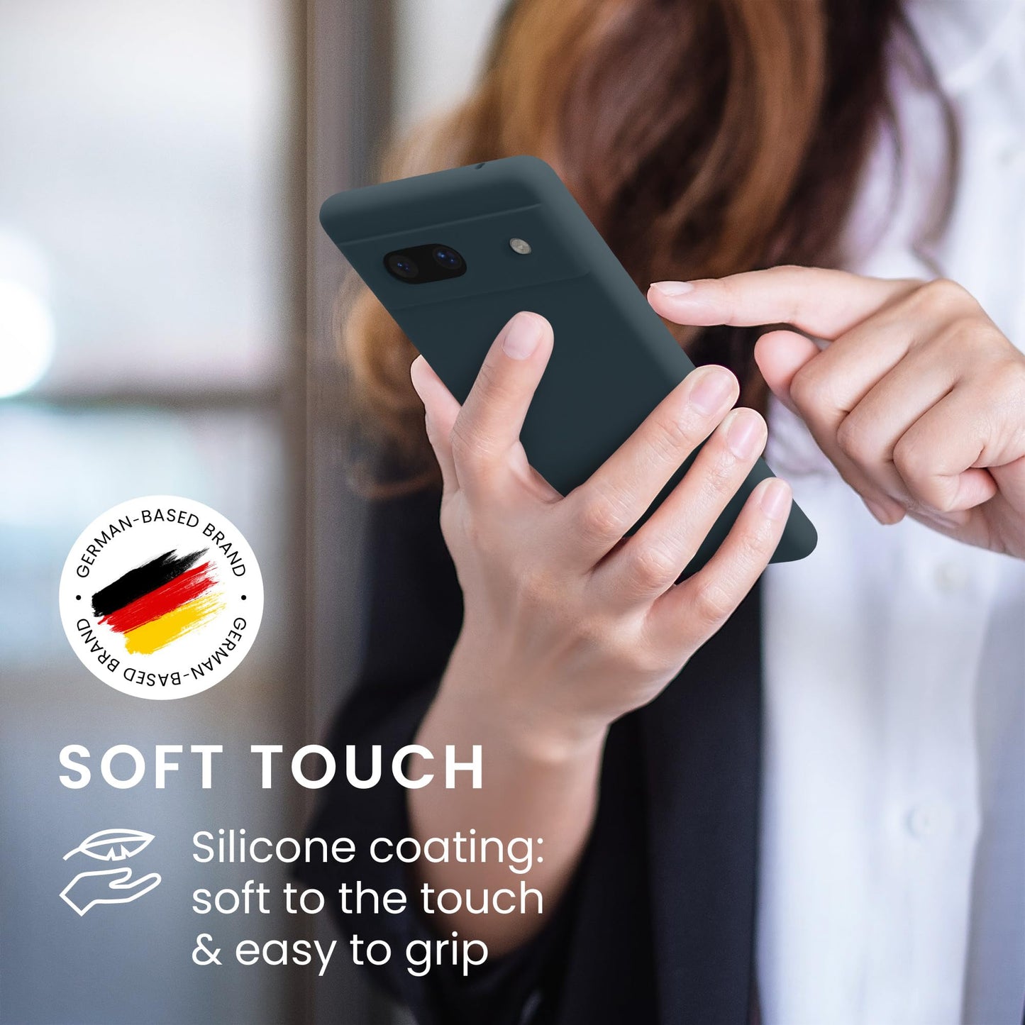 kwmobile Carcasa Compatible con Google Pixel 7a Funda - Case TPU y Silicona antigolpes - Apto Carga inalámbrica - Pizarra Oscura