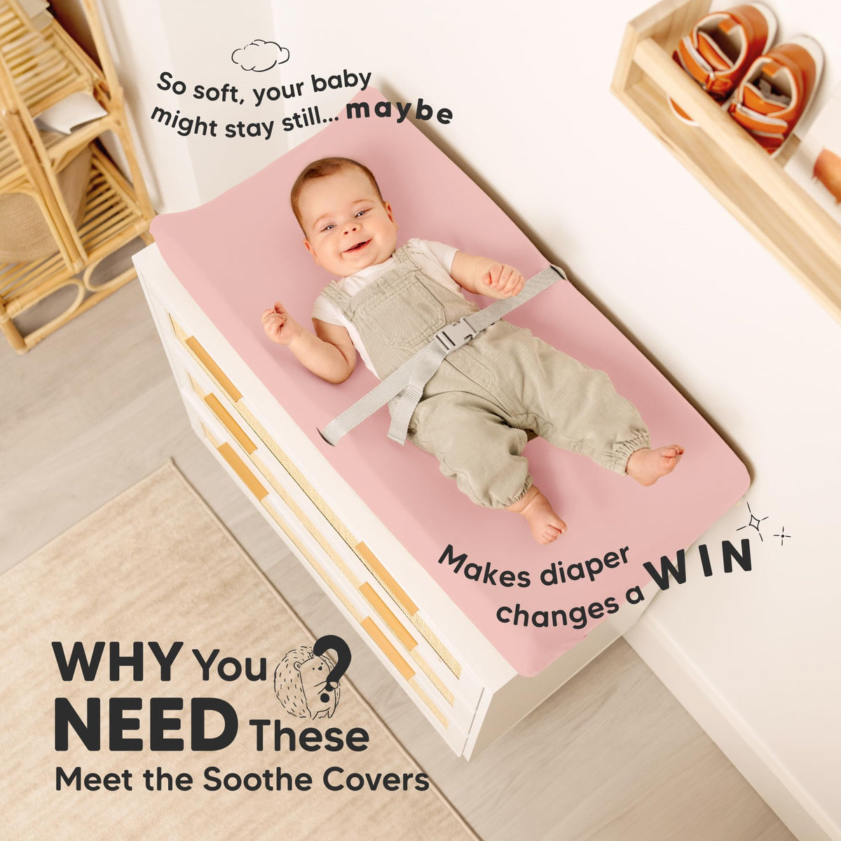 Paquete de 2 fundas orgánicas para cambiador para niña, niño, neutro, 100% algodón, funda suave para cambiador de pañales, sábanas para cambiador de pañales, forro de cambiador de contorno, funda para
