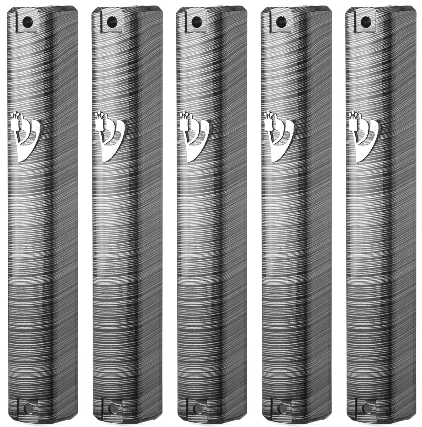 SUPER STAM MEZUZAH - Soporte para funda (shidell), plástico, forma rectangular, espinilla plateada, impermeable, corcho de goma, lote de 5, Líneas negras y plateadas, 15 (for 15 cm scroll)