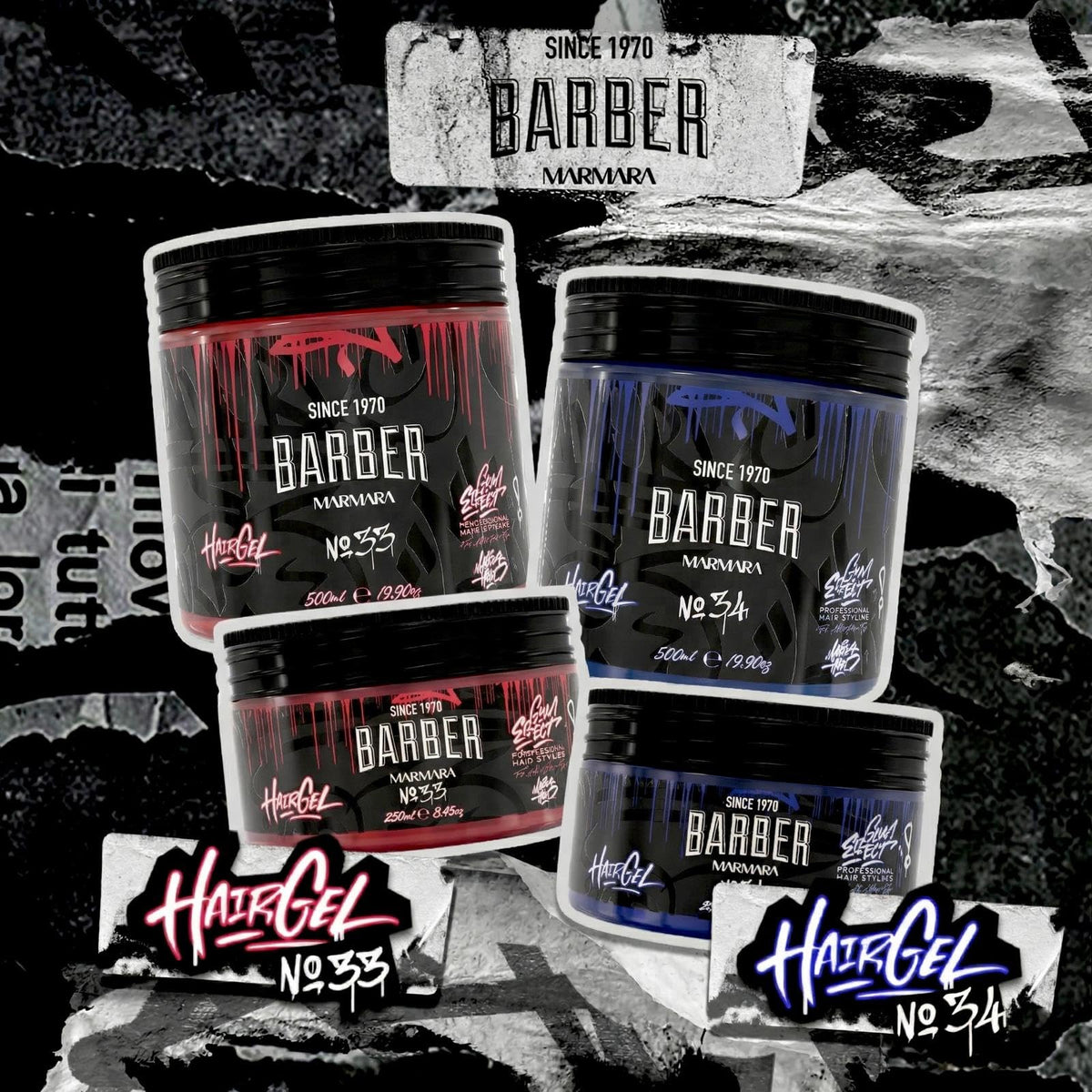 Barber Marmara- "barber Marmara No.34 Gel para Peinar el Cabello 500 Ml - Gel para el Cabello para Hombres - Fijación Fuerte - Sin Adherencia y sin Residuos
