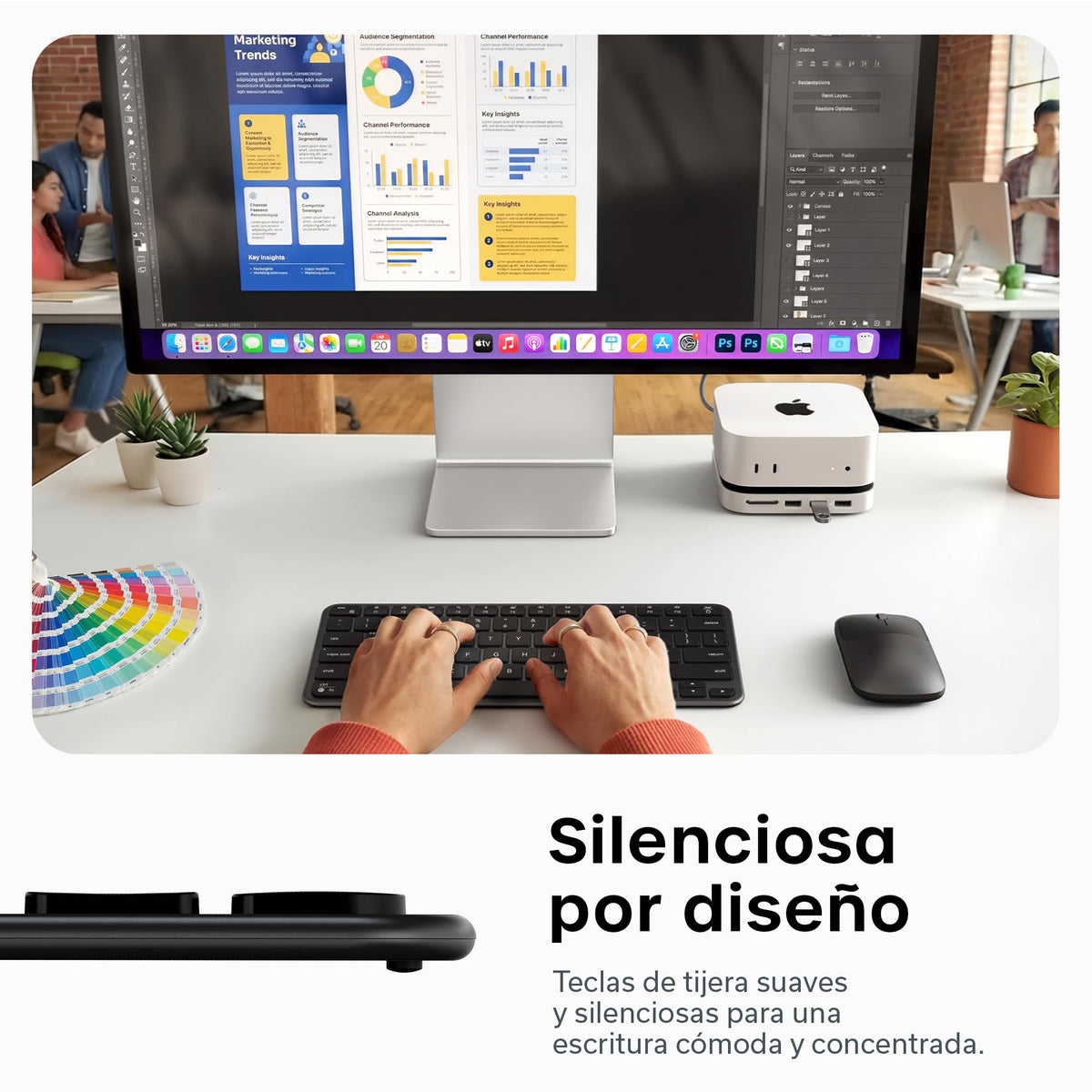 Teclado Inalámbrico SATECHI Slim EX1 Negro Espacial Conectividad 4 en 1