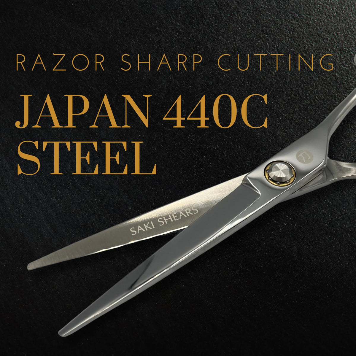 Saki Shears Tijeras profesionales para cortar el cabello - 6 pulgadas - Hoja convexa - Acero inoxidable japonés 440C - Para corte húmedo o seco - Musashi para peluqueros y barberos