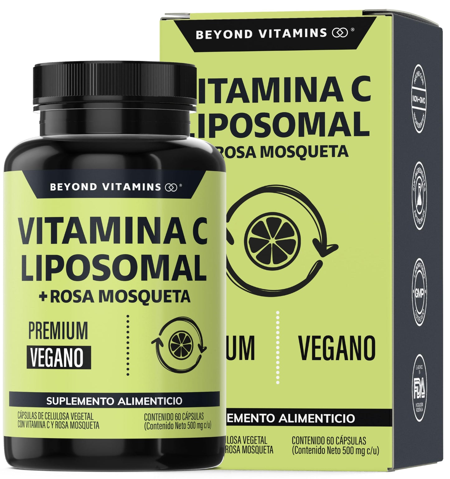 Beyond Vitamins | Vitamina C Liposomal 300mg Potenciado con Rosa Mosqueta, 60 Cápsulas Veganas
