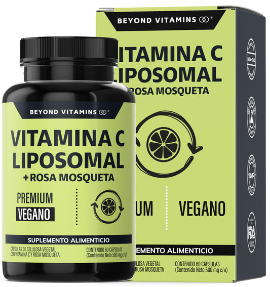 Beyond Vitamins | Vitamina C Liposomal 300mg Potenciado con Rosa Mosqueta, 60 Cápsulas Veganas