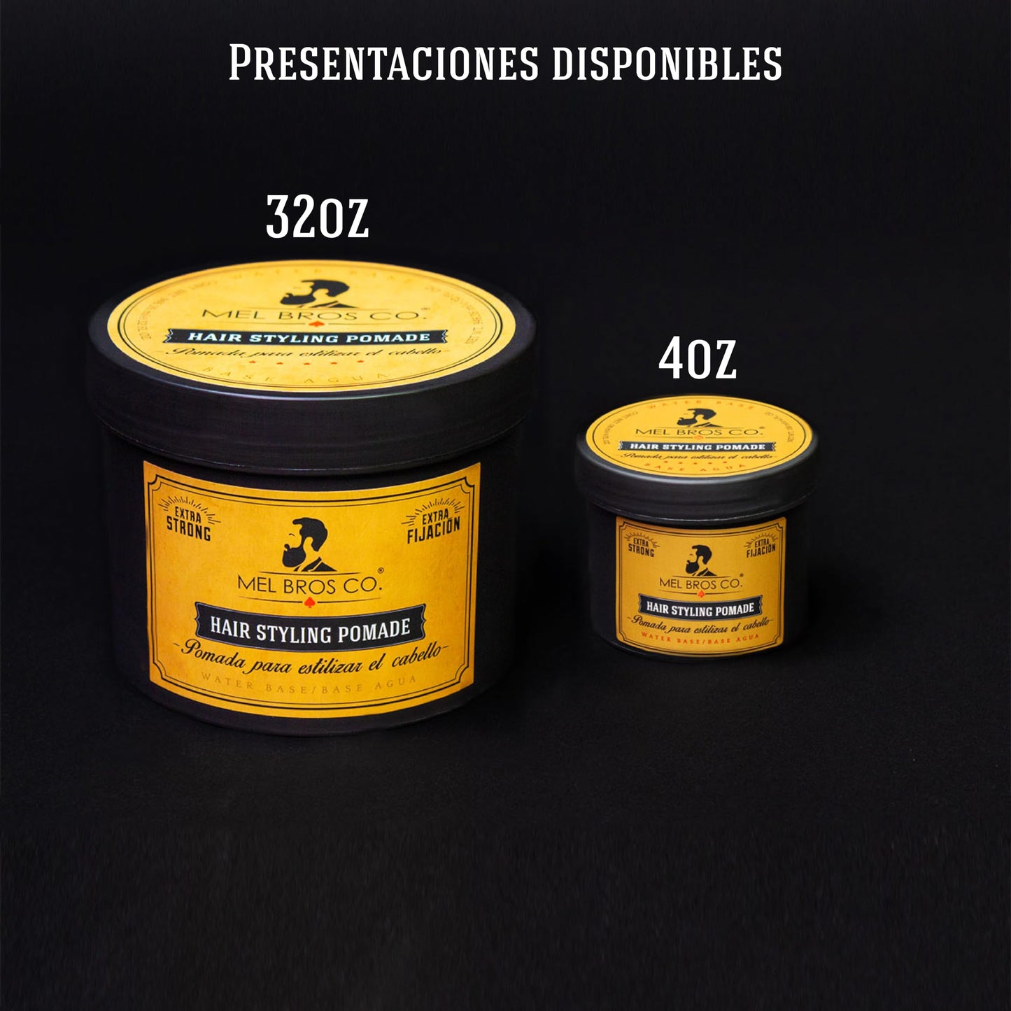 MEL BROS CO. - Hair Styling Pomade - Pomada para estilizar el Cabello. Base Agua. (4 oz / 118 ml, Extra Fijación)