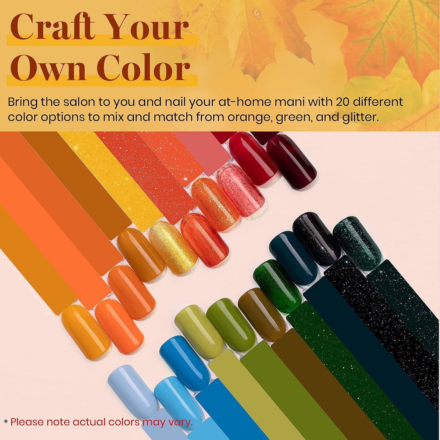 Beetles de esmalte de uñas de gel, esmalte de uñas de gel de otoño invierno rojo amarillo naranja verde juego de esmalte de gel con capa superior de gel brillante y mate capa base de uñas regalos para mujeres