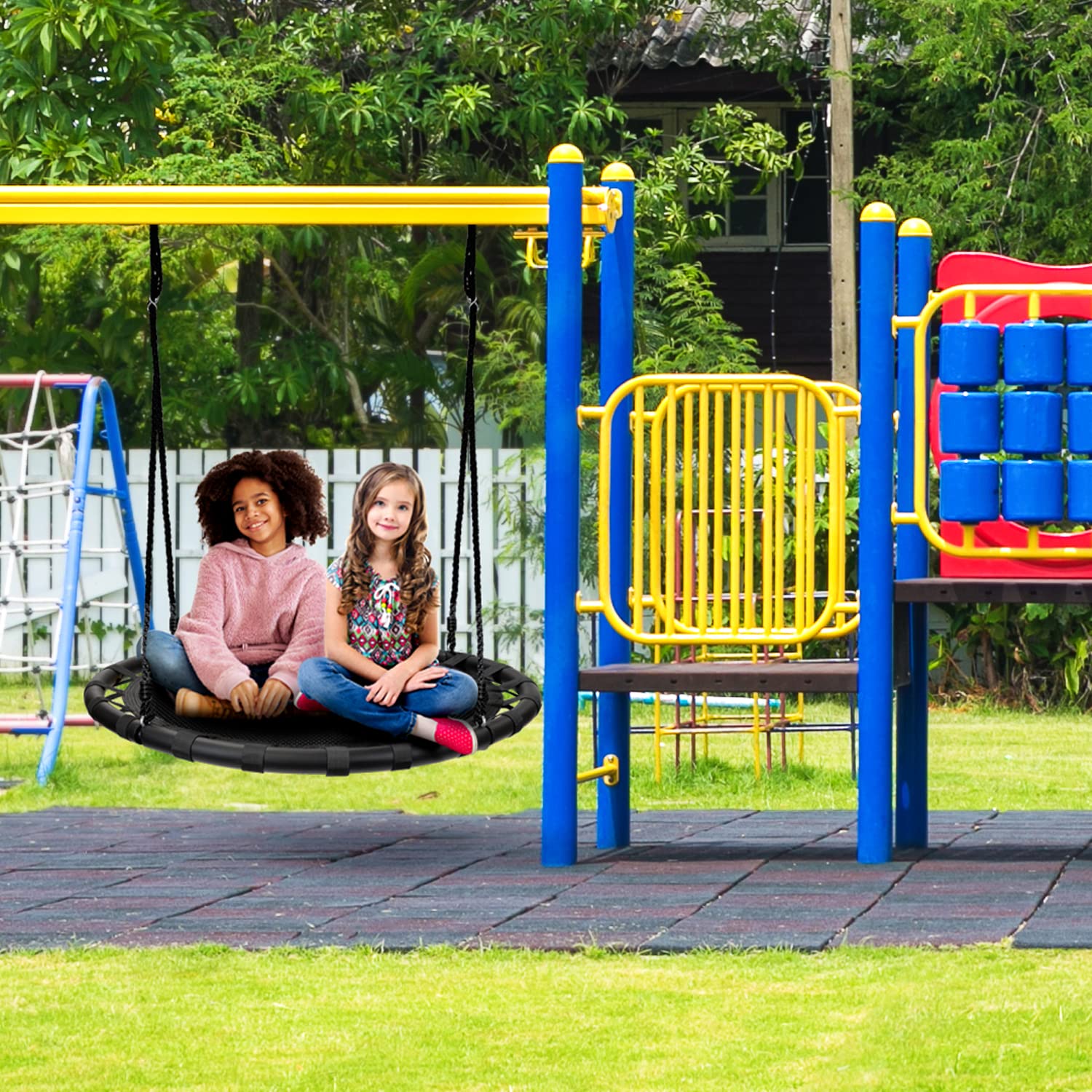 Columpio Ronda para Niños Sorbus Negro con Accesorios para Interior y Exterior