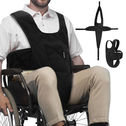 Cinturón De Seguridad MDSTOP Azul Antideslizante Con Hebilla Ajustable y Correas Médicas Para Personas Mayores y Pacientes