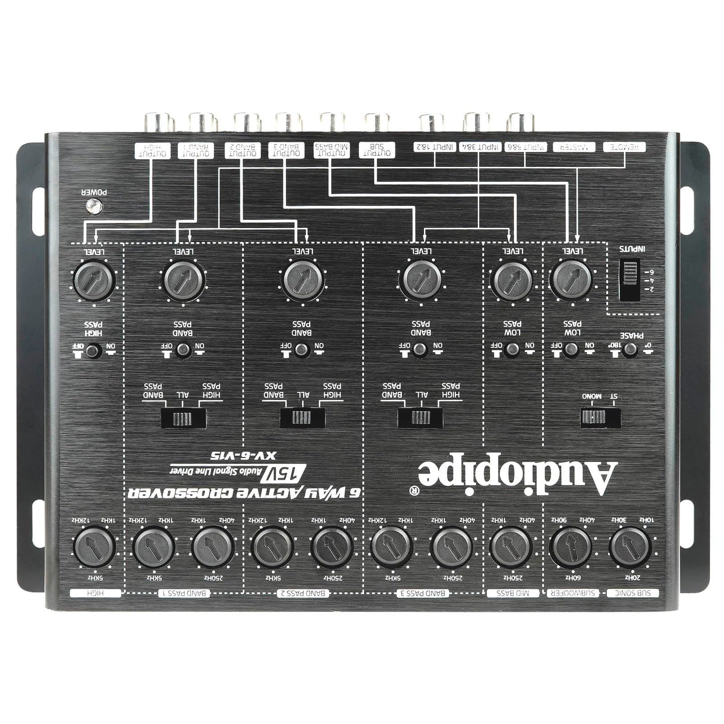 Audiopipe XV-6-V15 Crossover de Audio 6 Vías, 8 Entradas, 12 Salidas, Negro