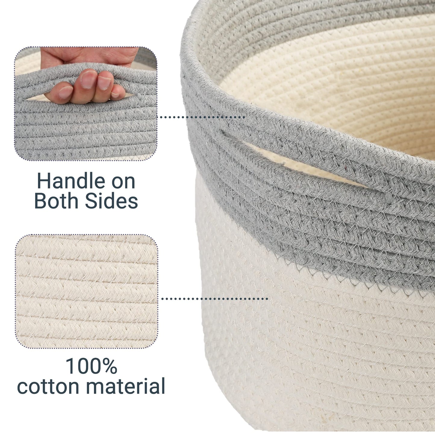 PrimePets - Cesta de juguetes de cuerda de algodón para perros, cesta pequeña con asas, contenedor de almacenamiento tela para perros, mascotas, 15 x 10 x 9 pulgadas, soporte para contenedores para
