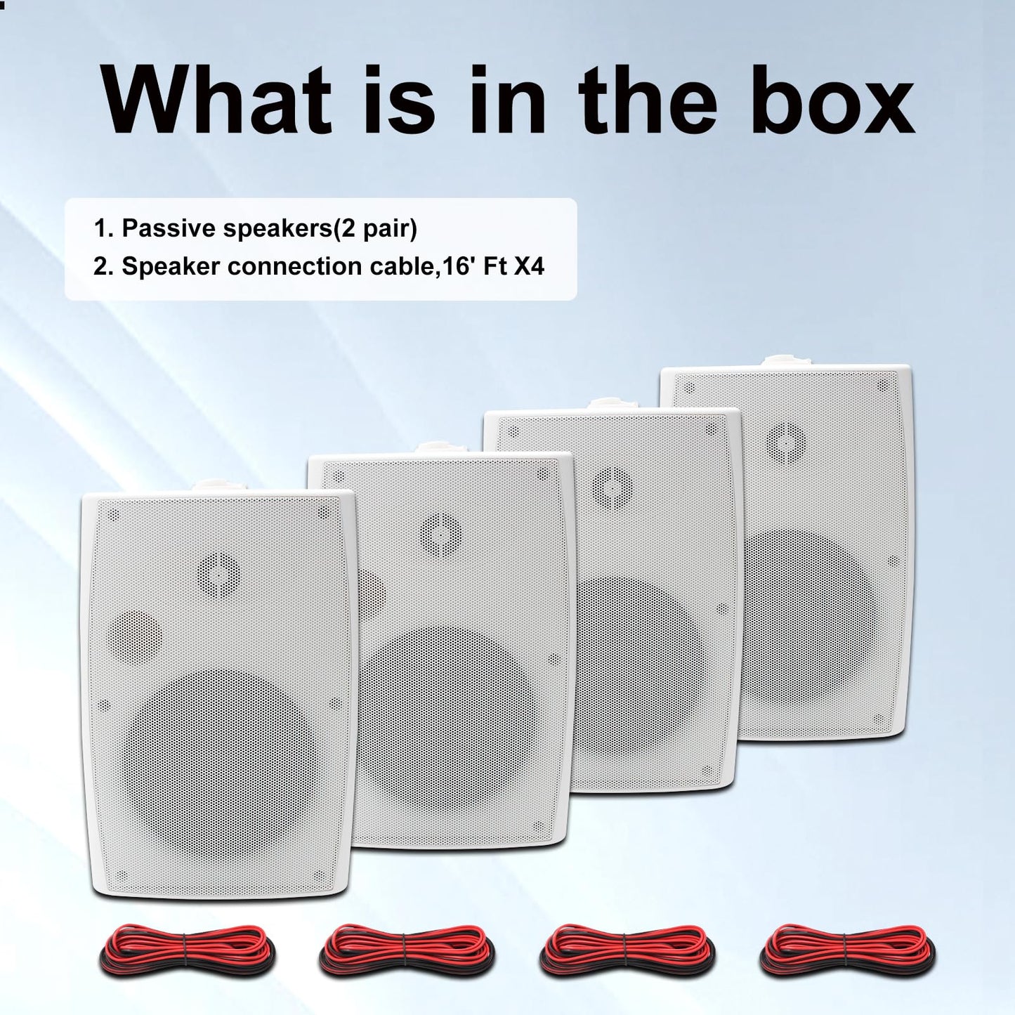 STUDIOFINIX - Altavoces para exteriores de 6.5 pulgadas, montados en la pared, 800 W, color negro, solución de audio resistente a la intemperie y de alto rendimiento (4 altavoces) (blanco), ST-602BX2