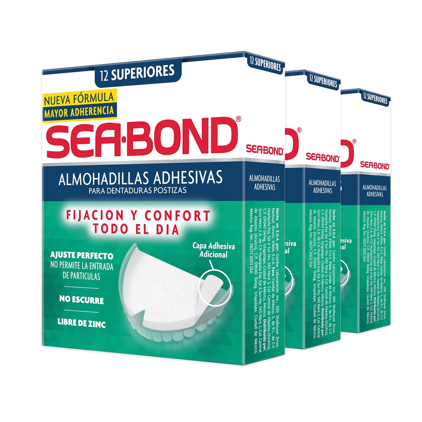 Kit Almohadilla Adhesiva para Dentaduras Postizas Sea-Bond Superiores 3 Pack