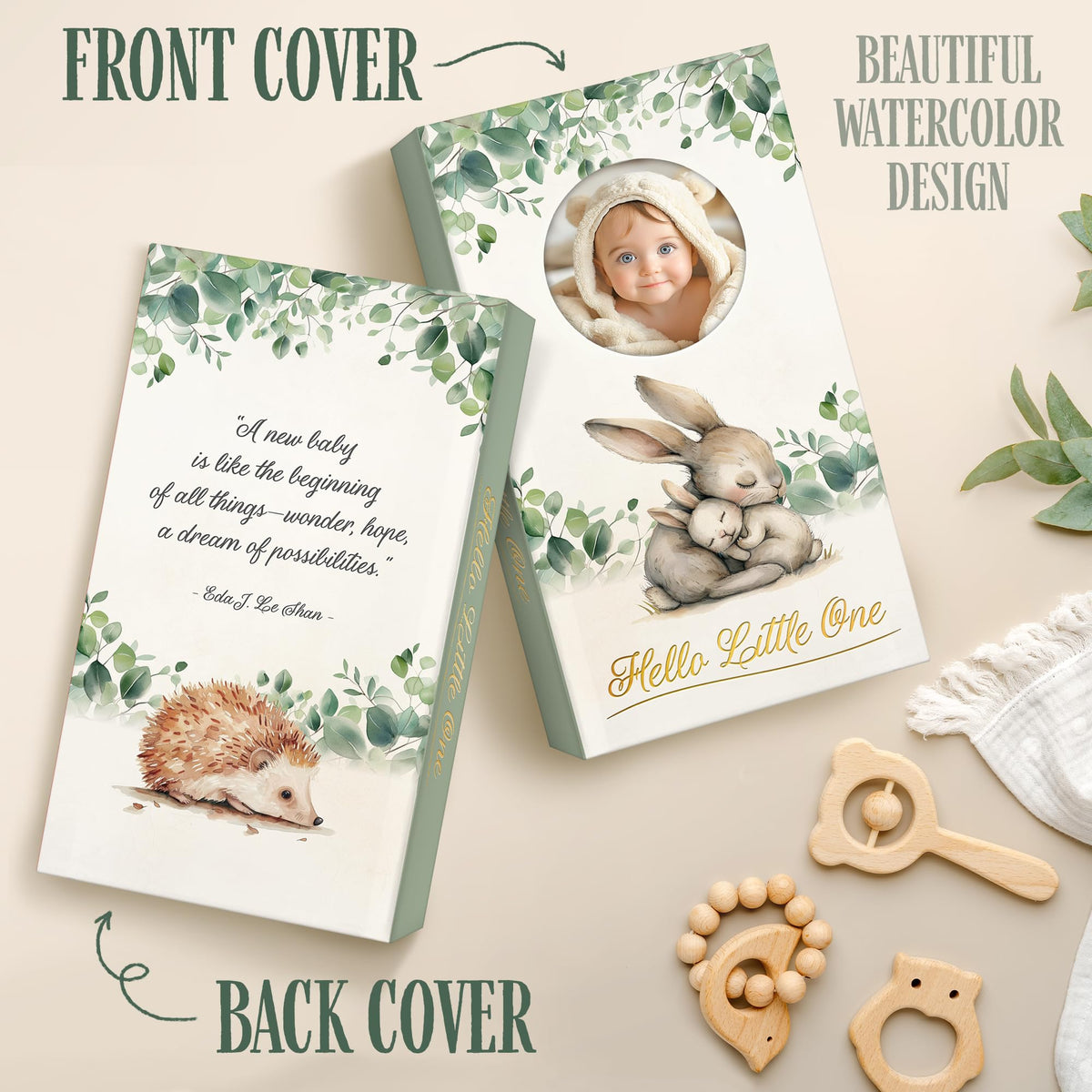 Álbum de Fotos para Bebé con 300 Bolsillos y Tapa Dura en Papel Mate con Ventana Frontal