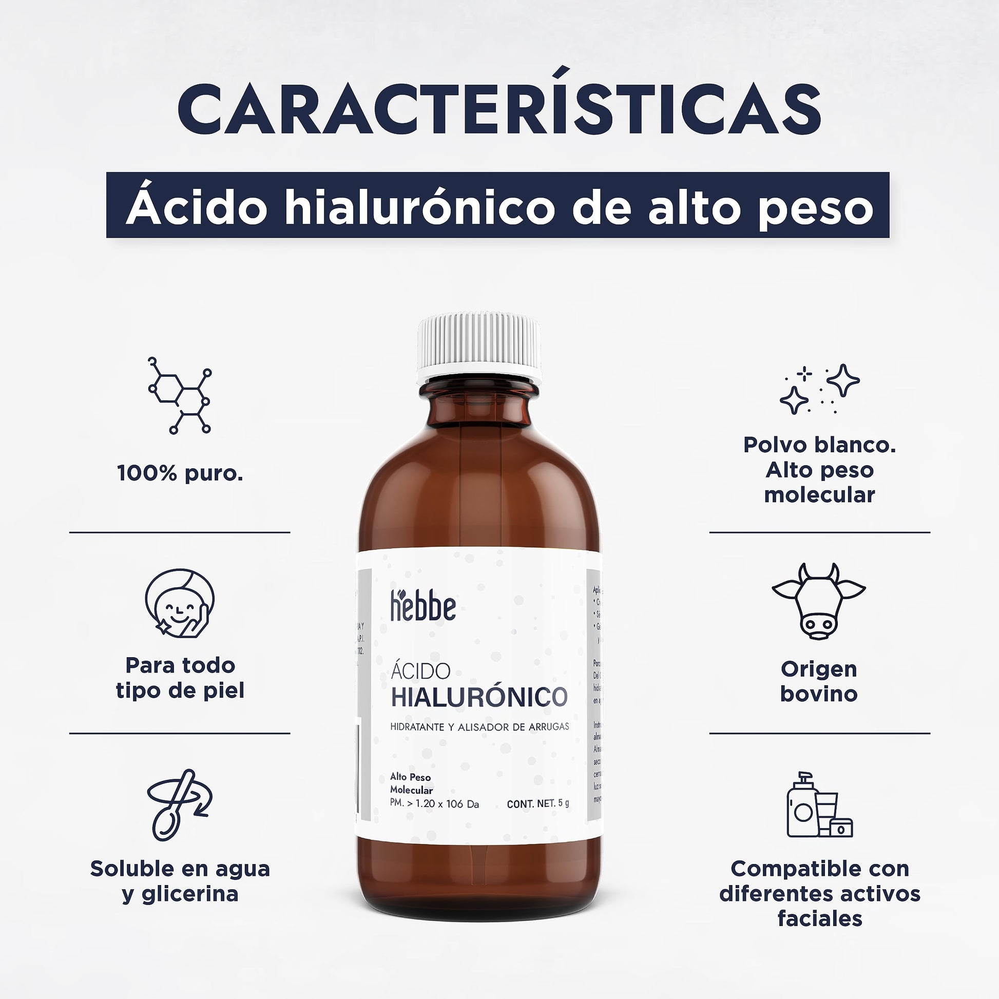 HEBBE - Kit para Preparar Ácido Hialurónico | Set Completo | Hidratación y Rejuvenecimiento | Ideal para DIY Cosmética | Ingredientes de Alta Calidad y Pureza.