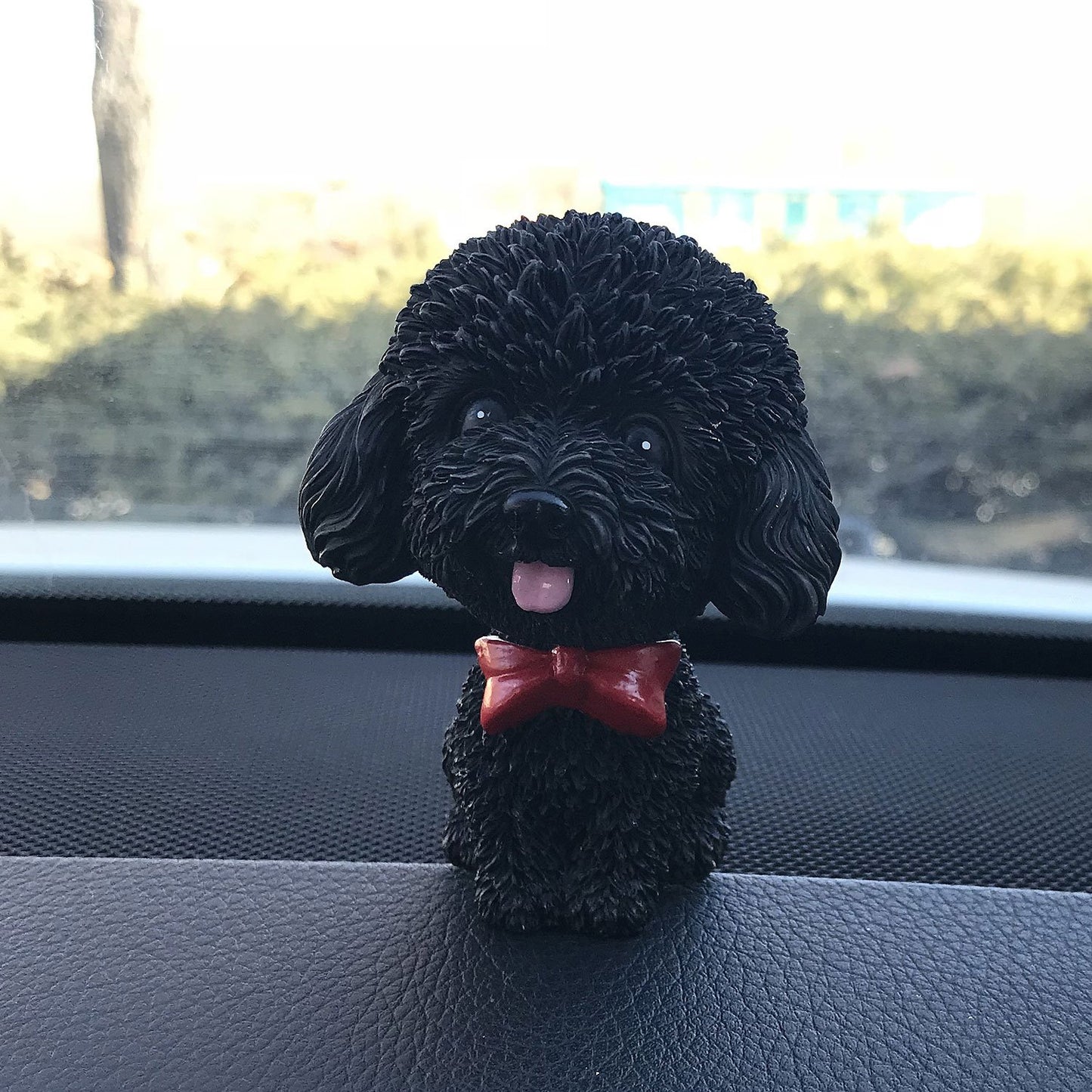 IBWell Mini Bobbing-Head Dog for Car Dash Board Decor,dashboard Doggy Puppy Teddy Toy with Adhesive Tabï¼ˆPoodleï¼‰ (Black A)