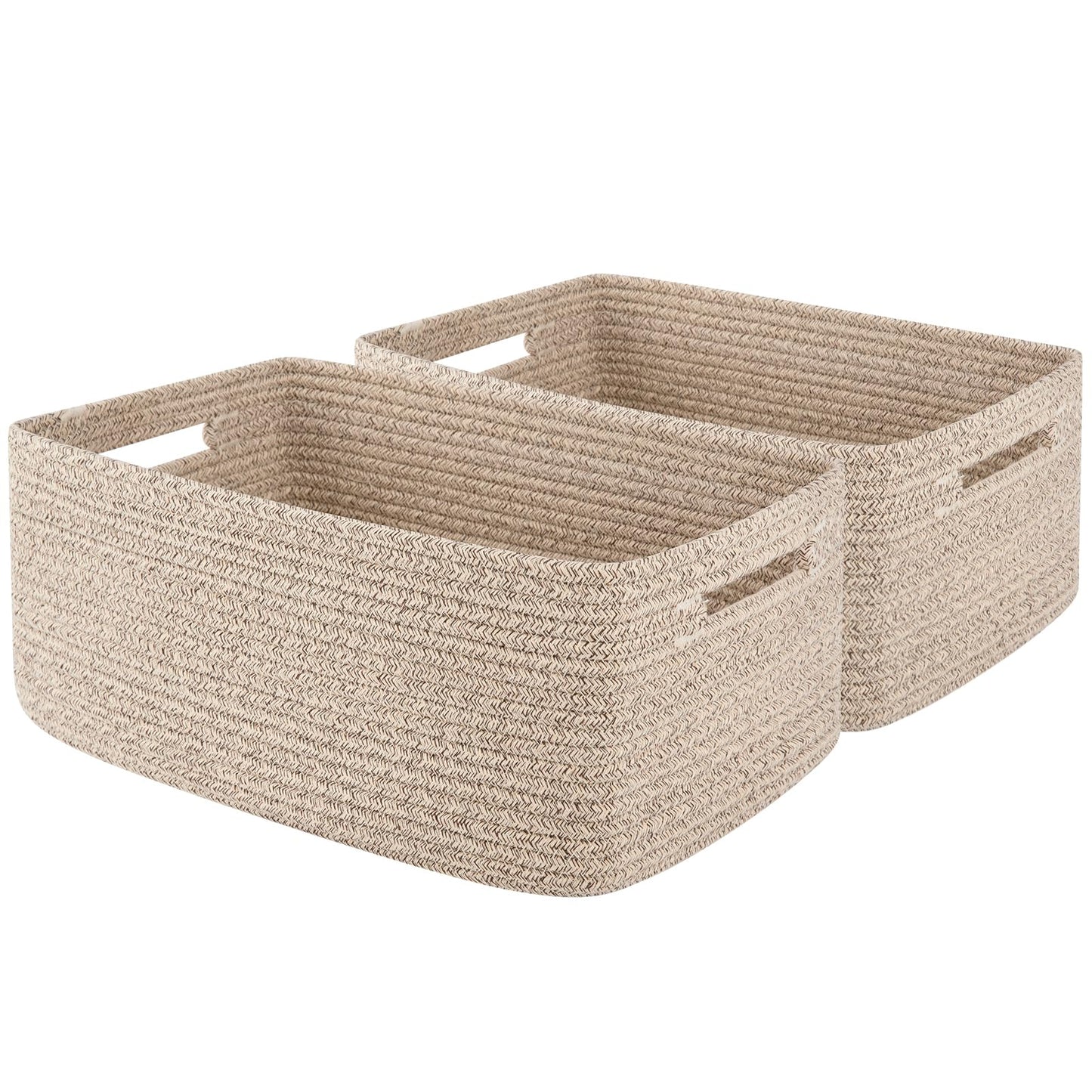 OIAHOMY - Cesta de almacenamiento para estantes, cubos de clóset, cestas de almacenamiento para ropa, manta, toallas, guardería, caja de cestas de juguetes, cesta de cuerda tejida, 15.75 x 11.81 x