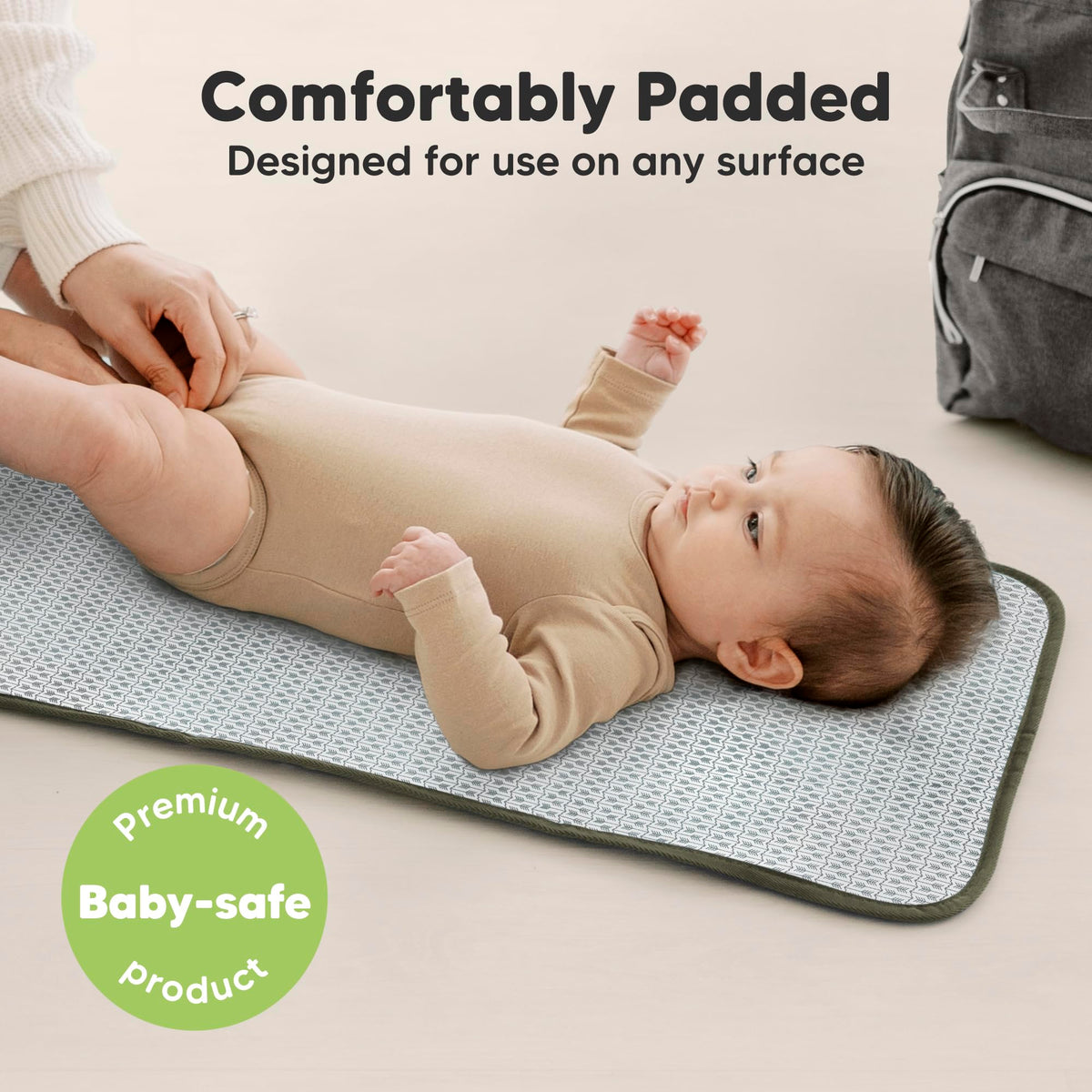 Cambiador portátil de pañales – cambiador plegable impermeable para bebé – cambiador de pañales de viaje – cambiador ligero para bebé – cambiador de bebé – lavable a máquina (verde oliva)