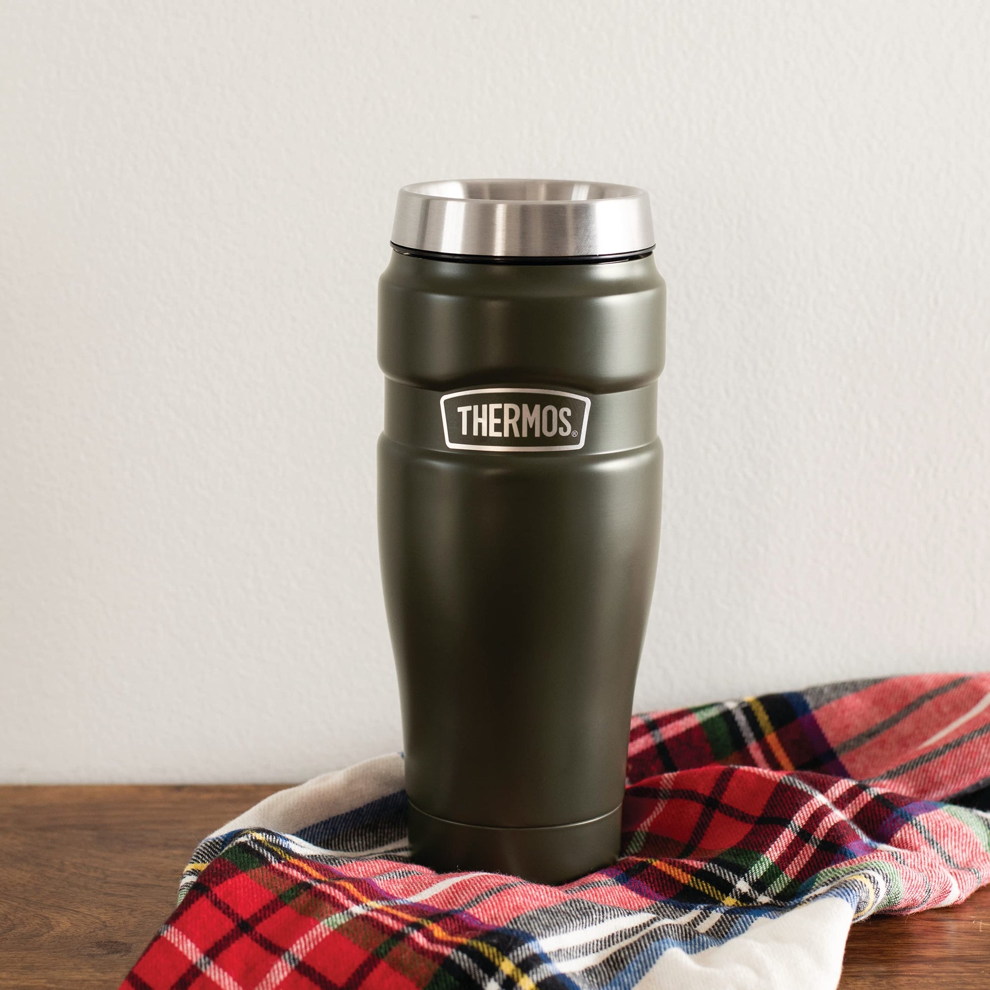 Vaso de Viaje Thermos King Acero Inoxidable 16 Onzas Verde Army