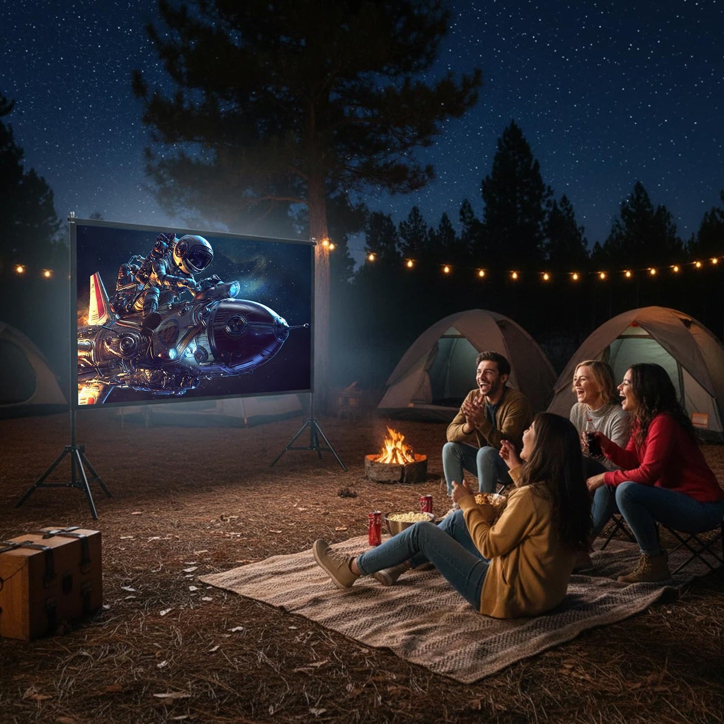 Wootfairy - visualización de proyección portátil y plegable de 120 pulgadas para interiores y exteriores, 16:9 4K HD trasera frontal sin arrugas con bolsa de transporte para cine en casa, patio