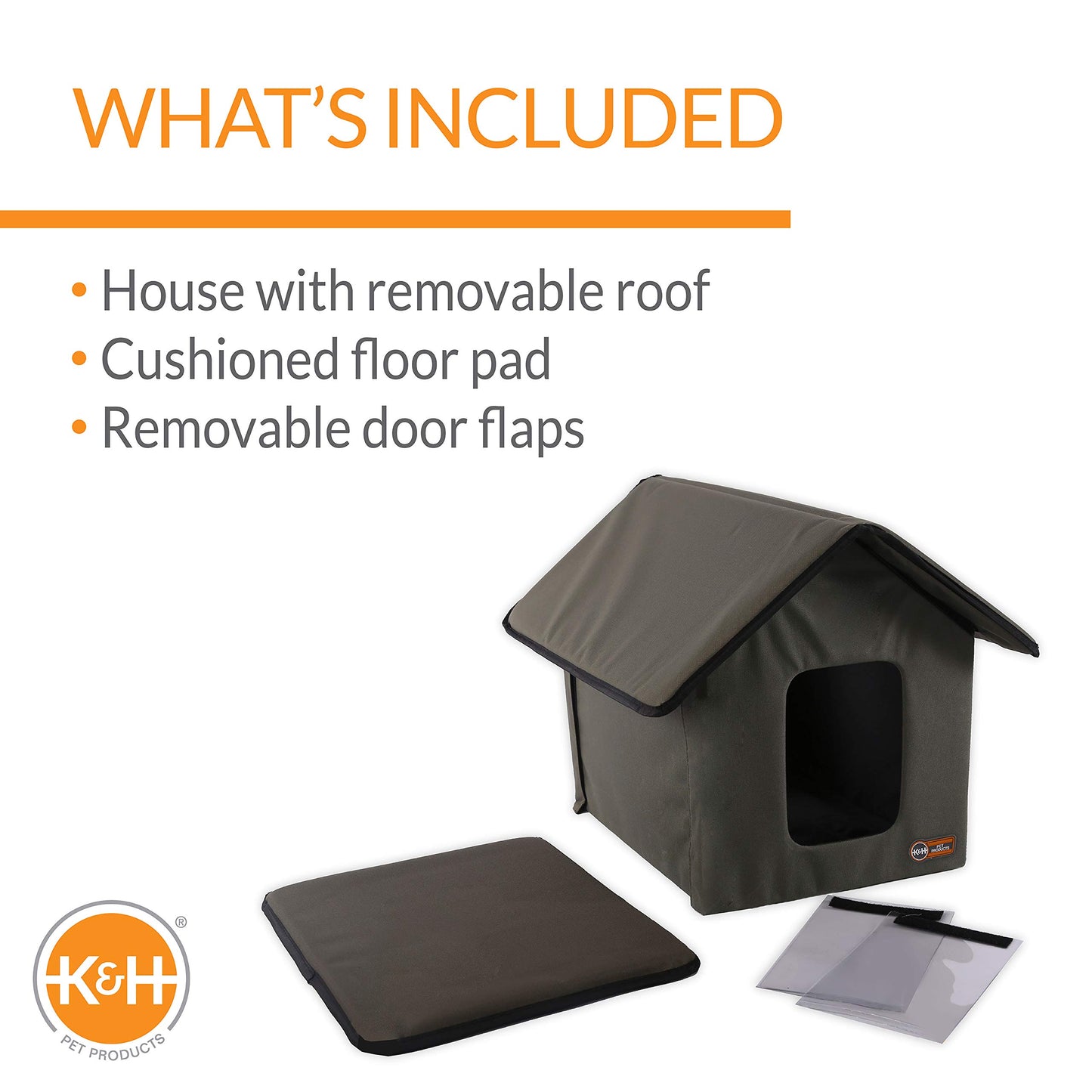 K&H Pet Products 3990 Outdoor Kitty House, 18 x 22 x 17-Inches, Unheated - Olive