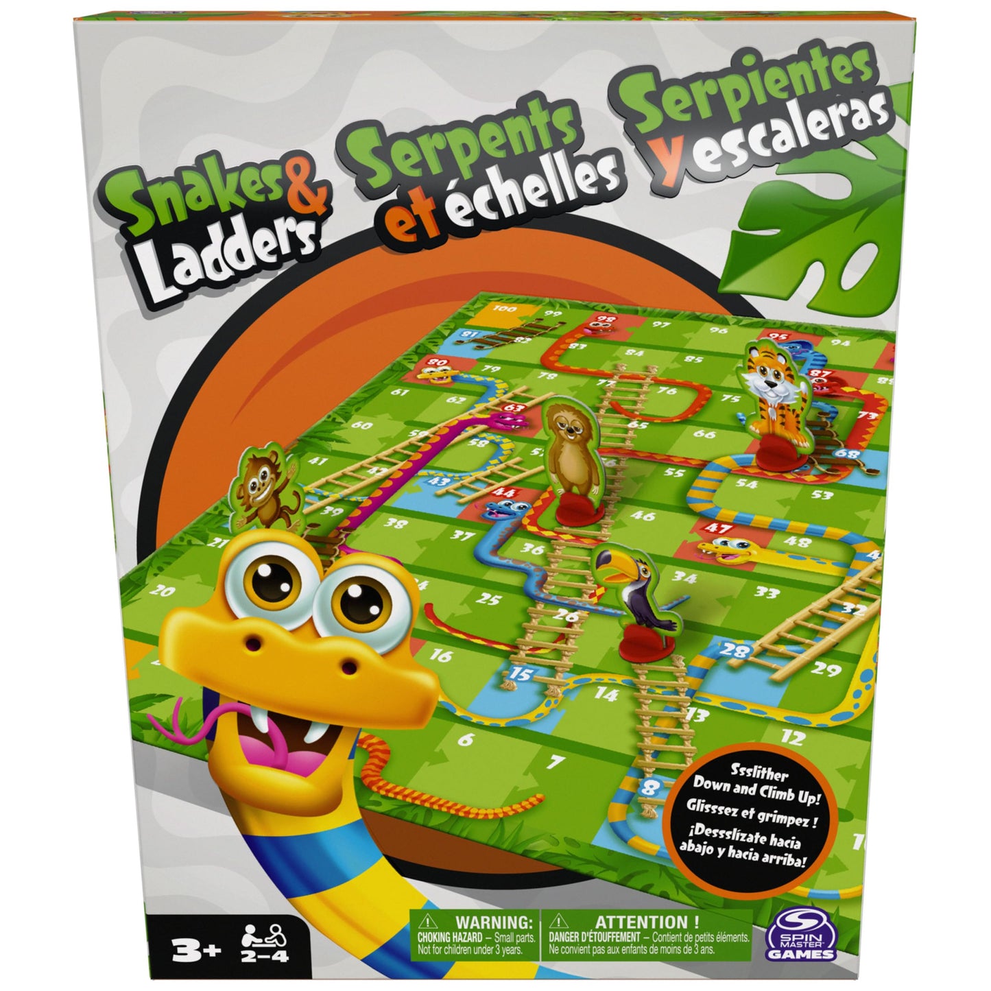 Juego de Mesa Spin Master Serpientes y Escaleras Colorido para Niños y Familias
