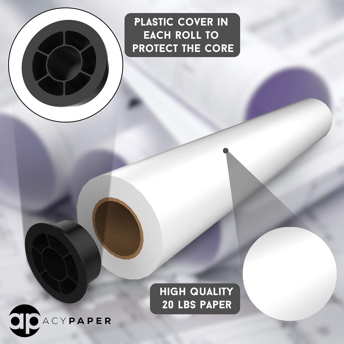 Papel de Trazador ACYPAPER Blanco Bond para Impresión CAD