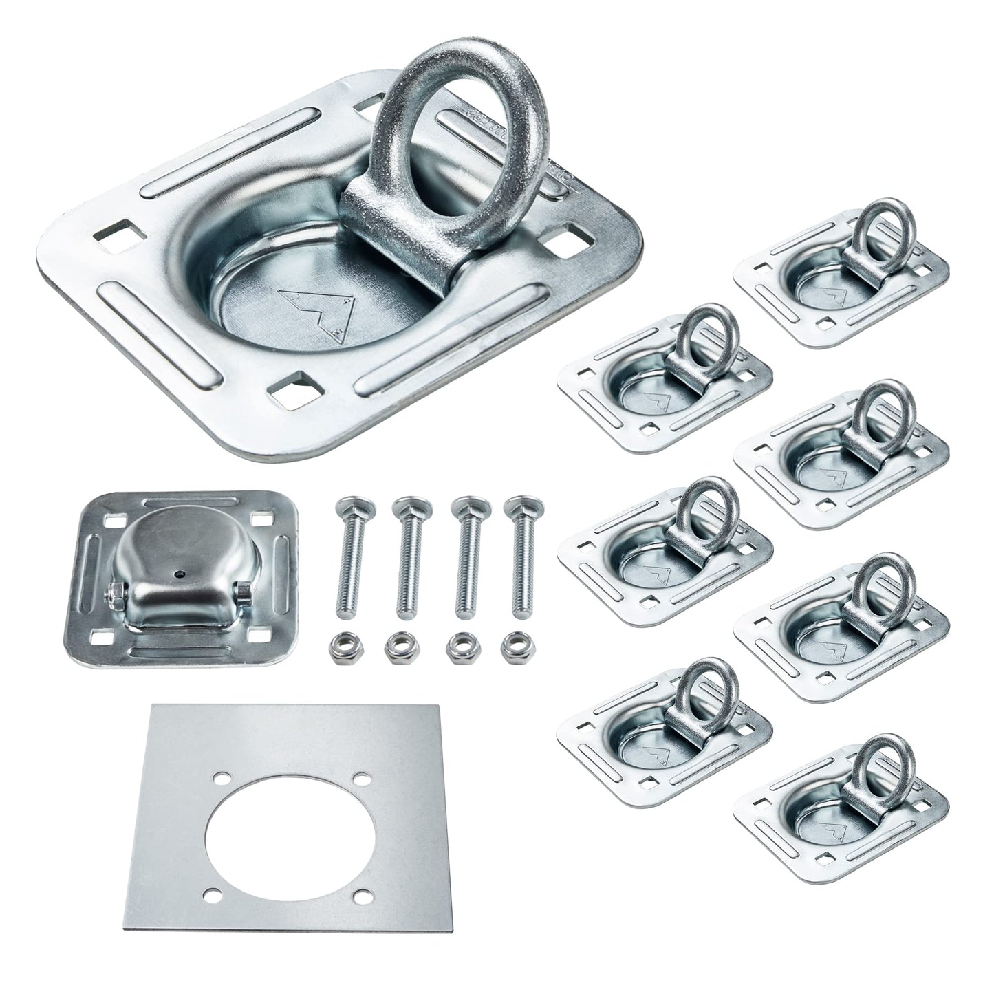 Lonffery - Paquete de 8 anclajes de amarre de anillo en D empotrados (6 lbs. Capacidad), kit resistente para remolque o entregas