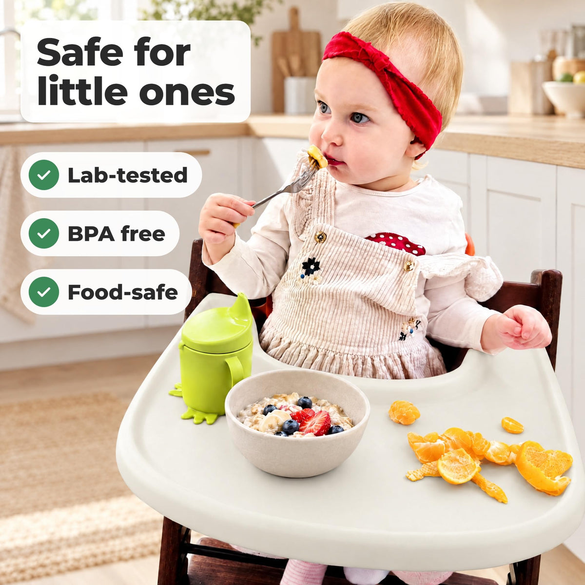 Mesa de silla alta compatible con silla Stokke Tripp Trapp, sin superficie de succión, diseño curvado ergonómico, lechoso mate, sin BPA, fácil de montar