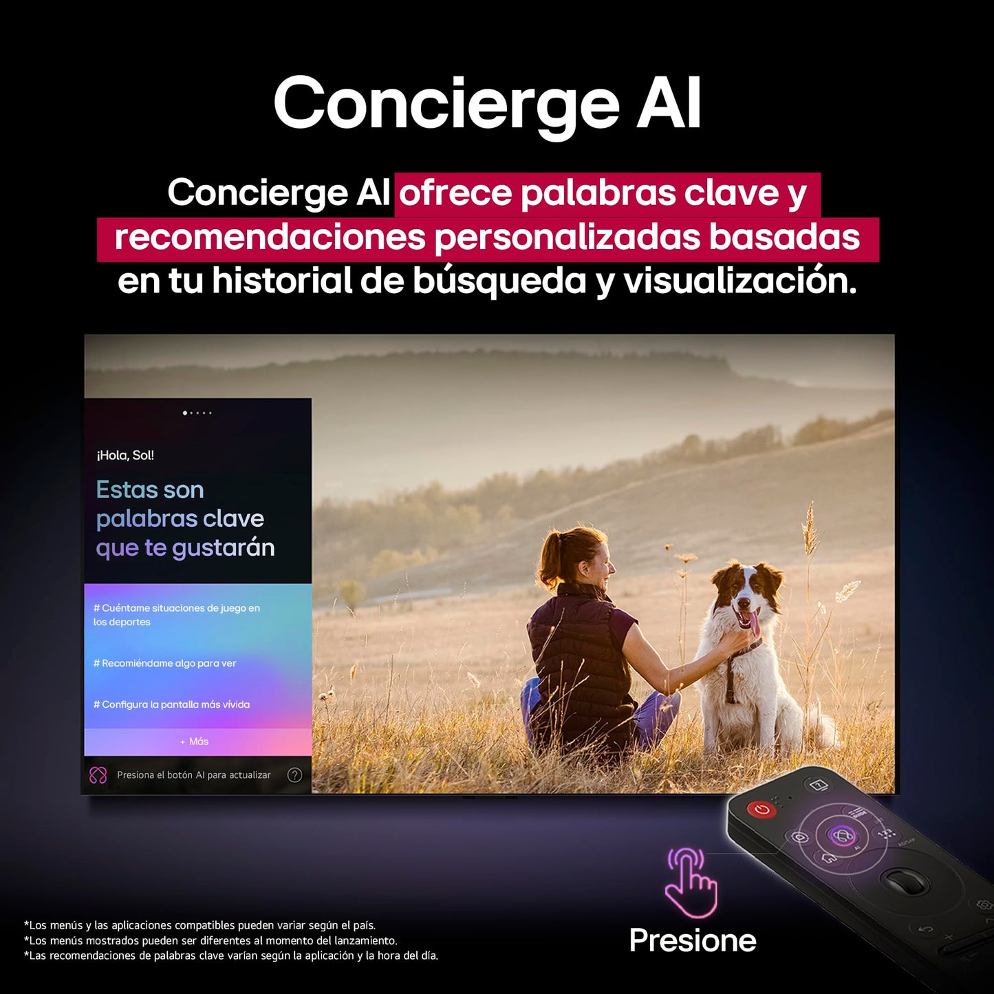 LG Pantalla 55 Pulgadas UHD AI UA7550 4K Smart TV 2025 55UA7550PSA | Sistema Operativo webOS | Identificación de Voz AI | HGIG Mode Channels | Sport Alert | HDR10 | Control Magic Remote AI