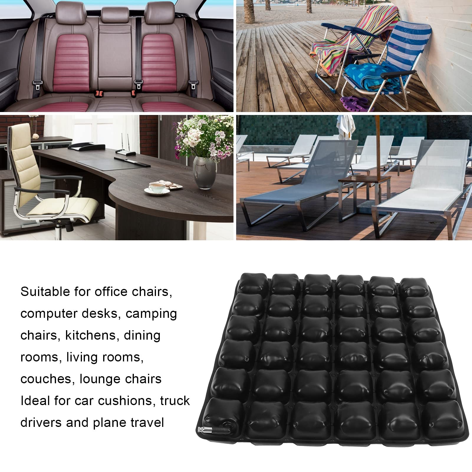 Cojín de Asiento Inflable, Cama de Aire Cojín Antiescaras de Asiento 3D Coche para Silla de Ruedas Transpirable Cojines de Vehículos Auxiliares Sacro Y Alivio de Ciática para Oficina, Hogar